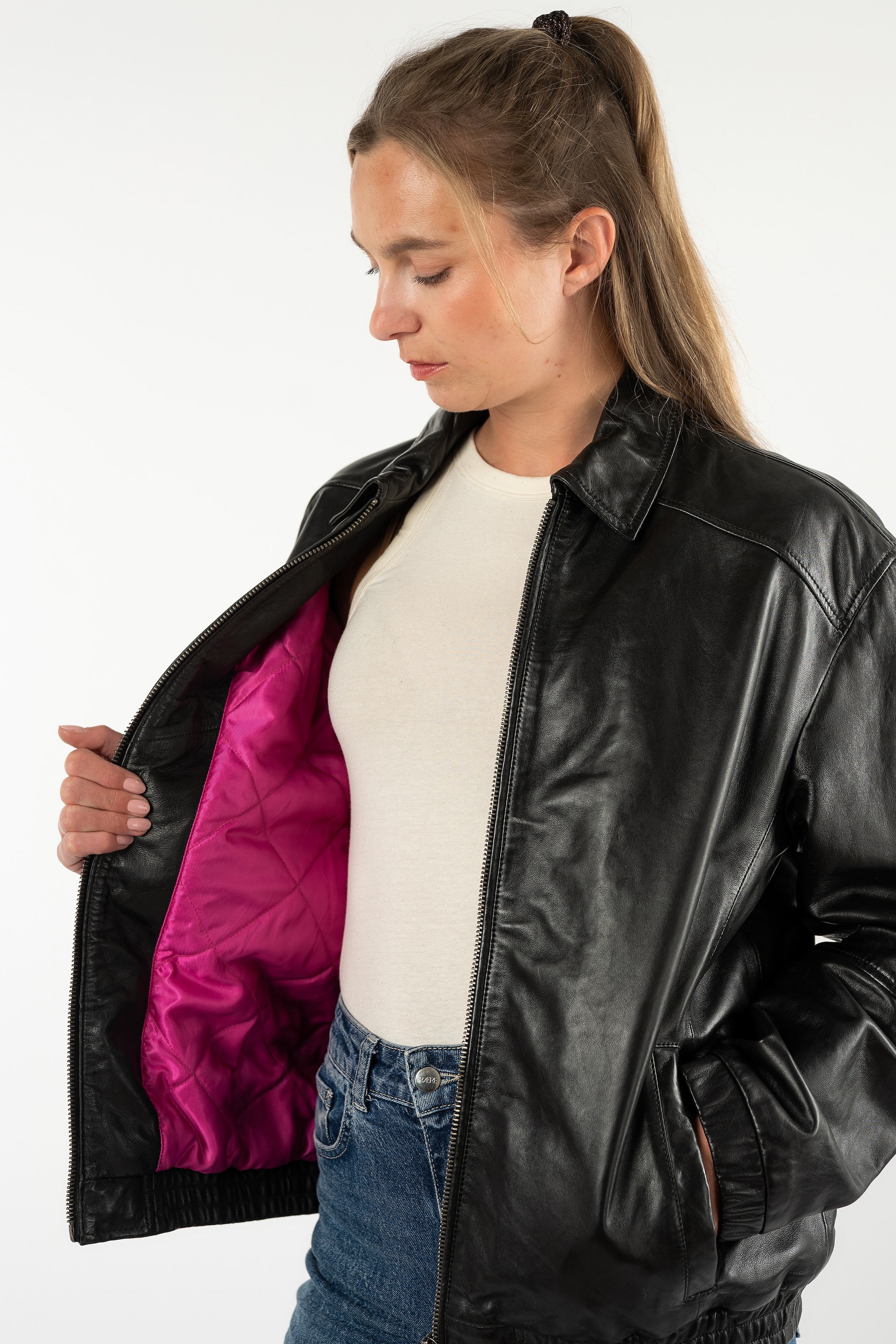 Mauritius Lederjacke »MWAveline OS« mit Umlegekragen, Oversize Fit