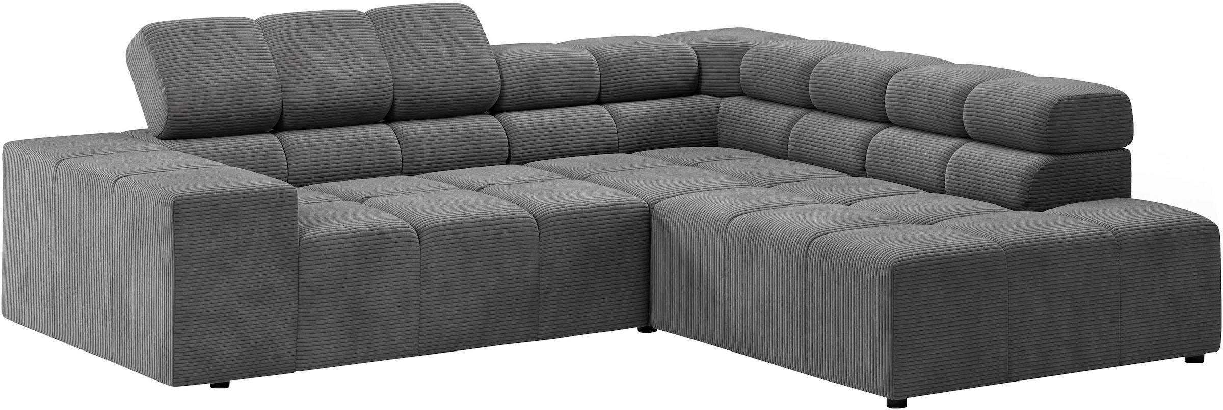 INOSIGN Ecksofa »Ancona, incl. Kopfteilverstellung + 3 Zierkissen, L-Form, Breite 249cm« wahlweise motorische Sitztiefenverstellung, B/T(H: 249/215/70 cm