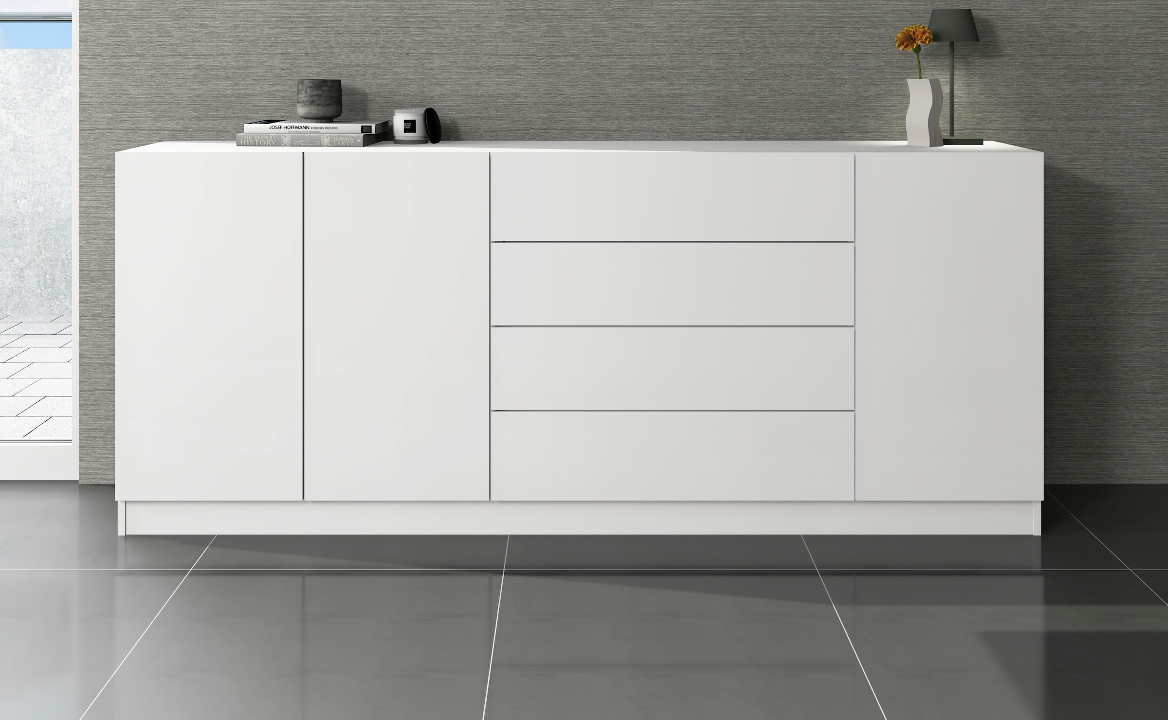 borchardt Möbel Sideboard »Vaasa, Kommode mit 3 Türen und 4 Schubkästen auf Kugelführungen« Sideboard Breite 190 cm, Höhe 79 cm, mit Push-to-open-Funktion