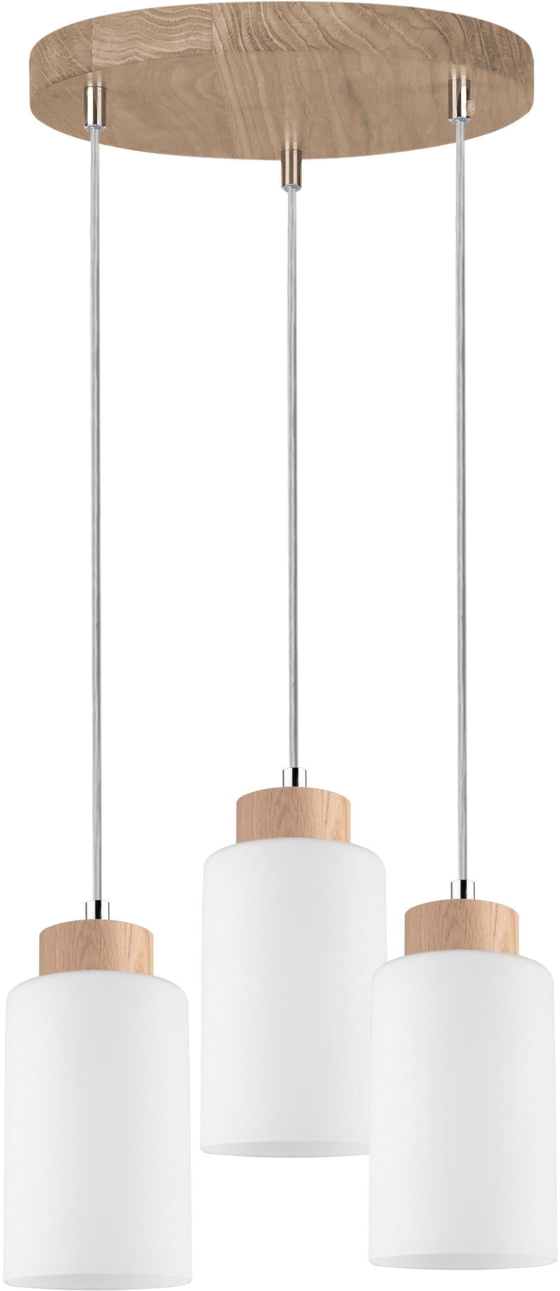 SPOT Light Pendelleuchte »BOSCO WOOD«, Jahren | mit XXL Naturprodukt aus aus Glas Hängeleuchte, Garantie Nachhaltig, 3 kaufen 3 flammig-flammig, Eichenholz, online Schirm