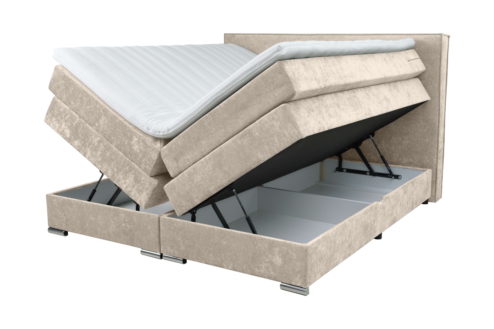 Home affaire Boxspringbett »Romeo, Doppel- & Polsterbett, Federkernbett, Komfortbett, 160, 180 cm« inkl. 6 cm Topper, zwei Bettkästen, Taschen-Federkernmatratze in H4