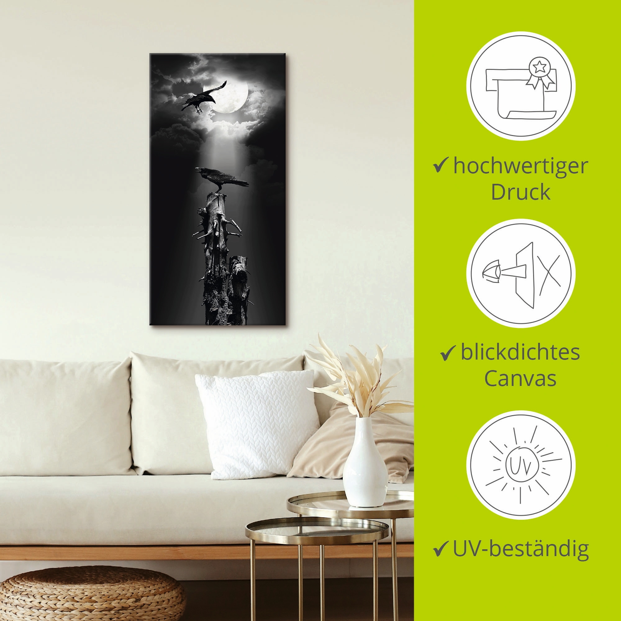 Artland Wandbild »Raben in der Nacht«, Vögel, (1 St.), als Leinwandbild, Poster, Wandaufkleber in verschied. Größen