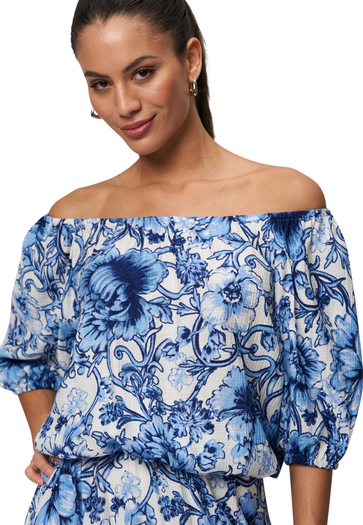 Zero Carmenbluse »Carmenbluse mit Blumendruck«