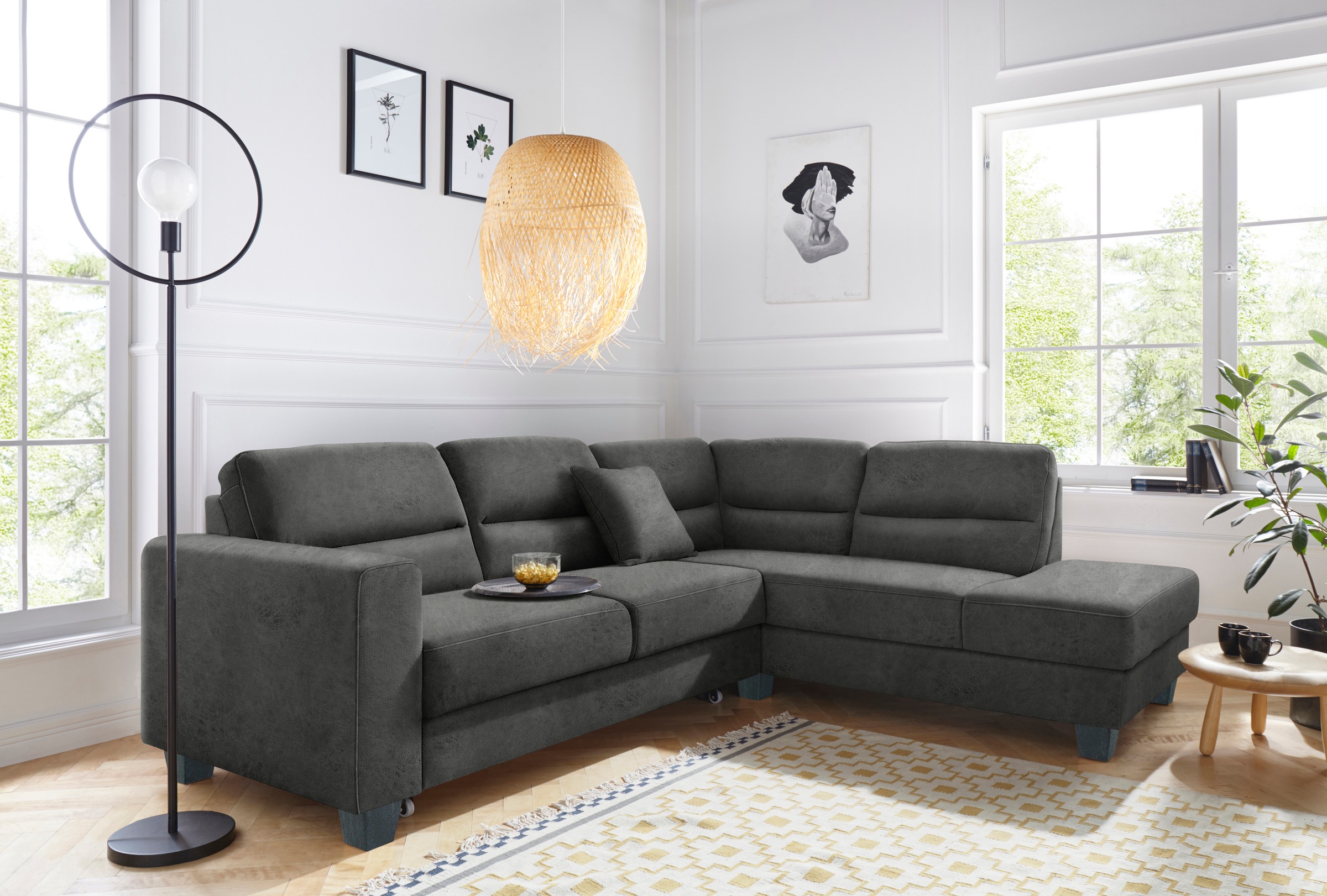 TRENDMANUFAKTUR Ecksofa »Chamber, zeitlos & elegant, bequem, L-Form«, inklusive einer Kopfstütze, wahlweise mit Schlaffunktion