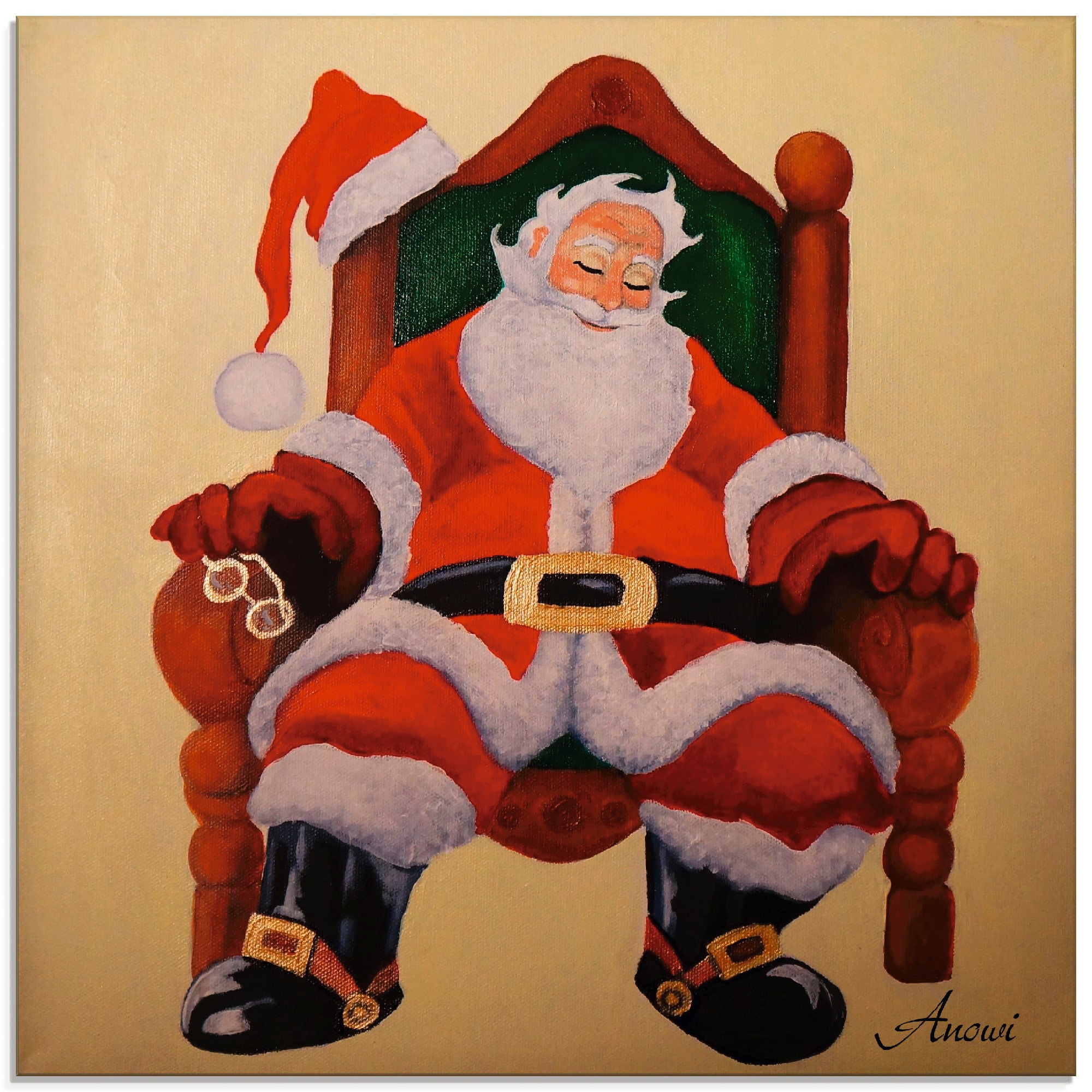 Glasbild »Schlafender Weihnachtsmann«, Weihnachten, (1 St.), in verschiedenen Größen