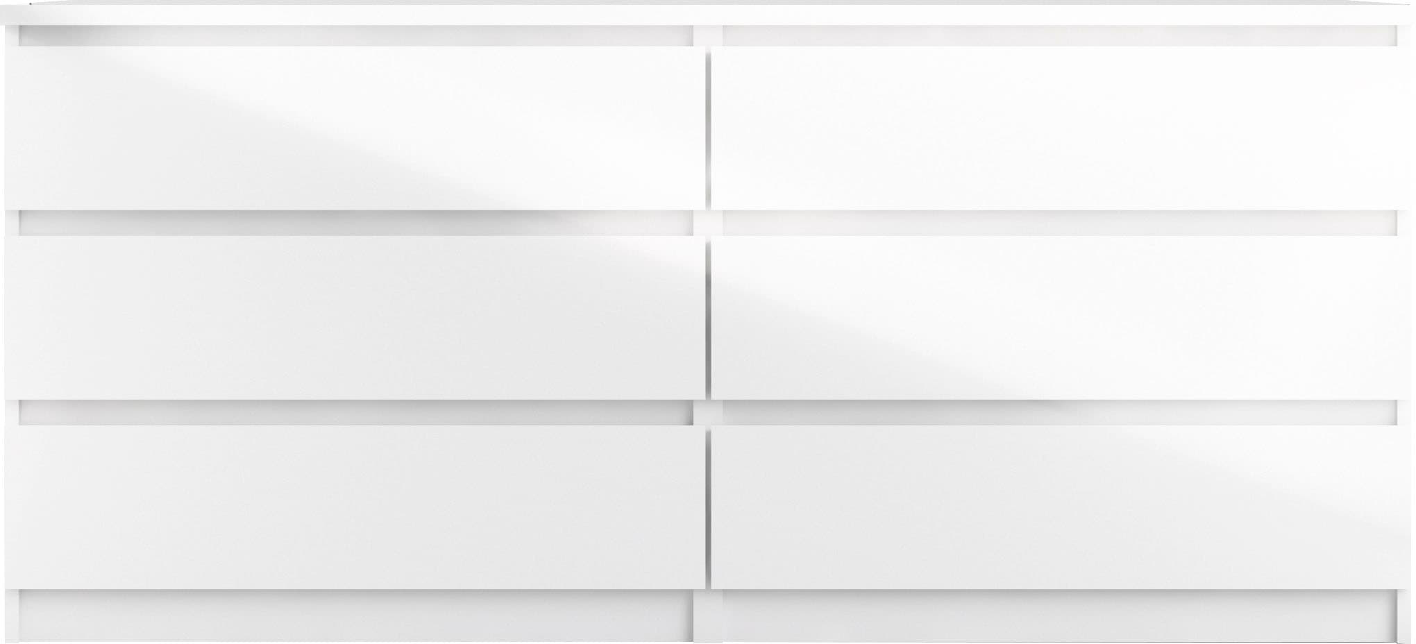 INOSIGN Kommode »Naia, Aufbewahrung, 6 Schubladen, Hochglanz-Optik, grifflose Front«, Modern, skandinavisches Design, in mehrere Farben, Metallgleiter