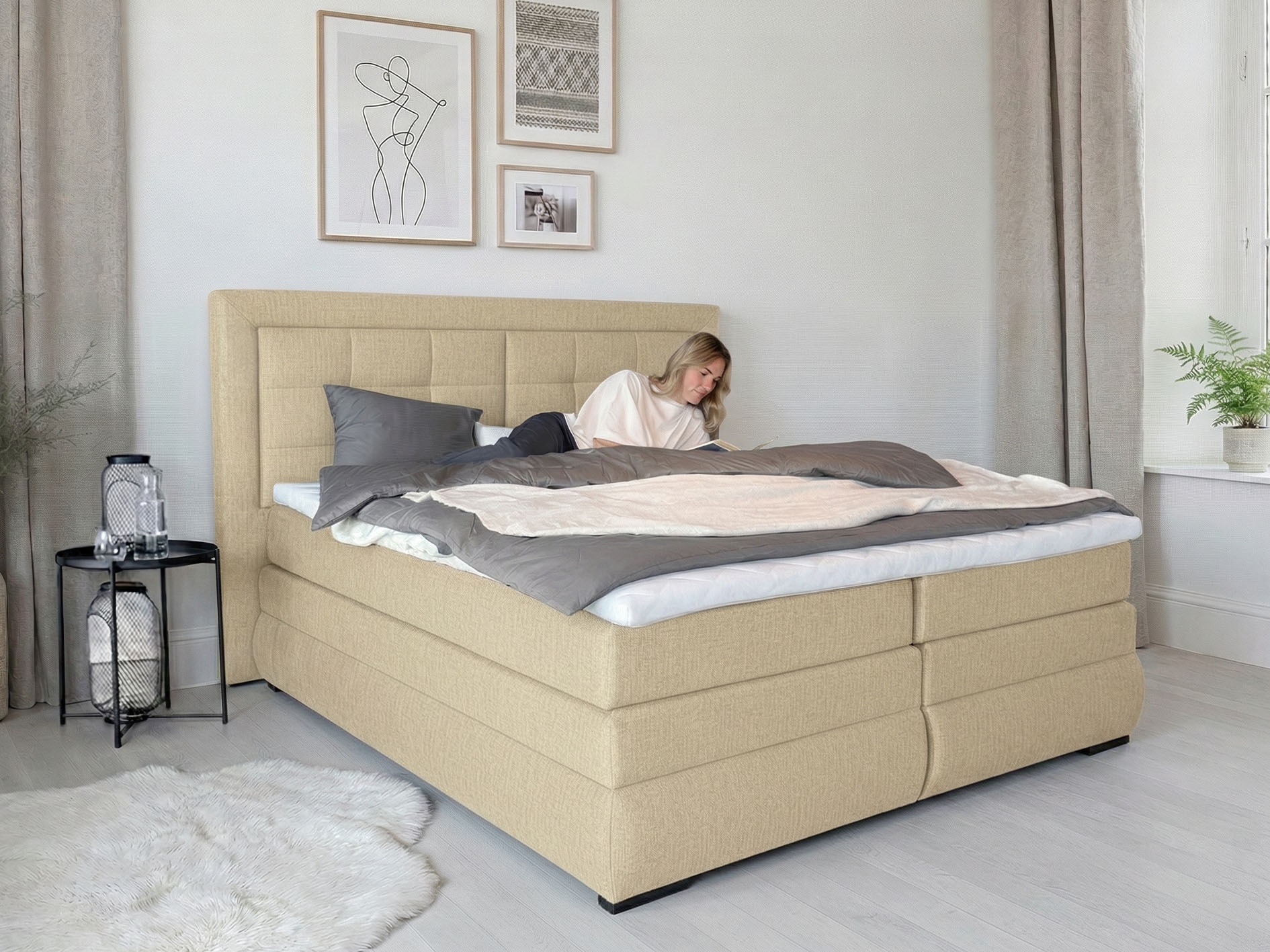 OTTO home Boxspringbett »MIVVA inkl. Bettkasten & Topper, Komfortliegehöhe: 67cm, Breite: 180cm« in H3, H4 oder Hmix H3/H4, wahlweise mit oder ohne LED-Leuchten