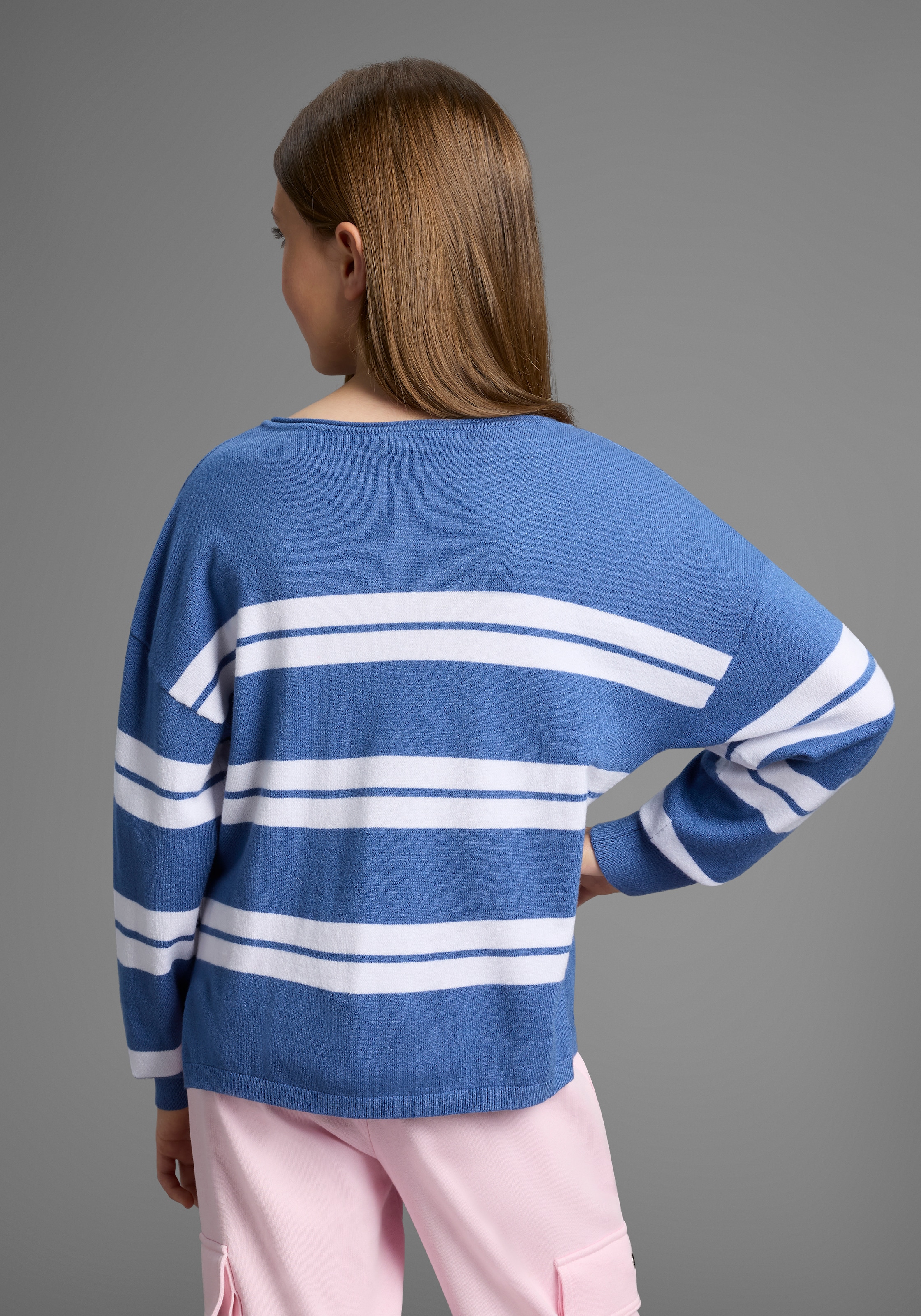 KangaROOS Strickpullover »Kuschelweicher Ringelpullover« Weicher Ringelpullover mit kleinem V-Ausschnitt