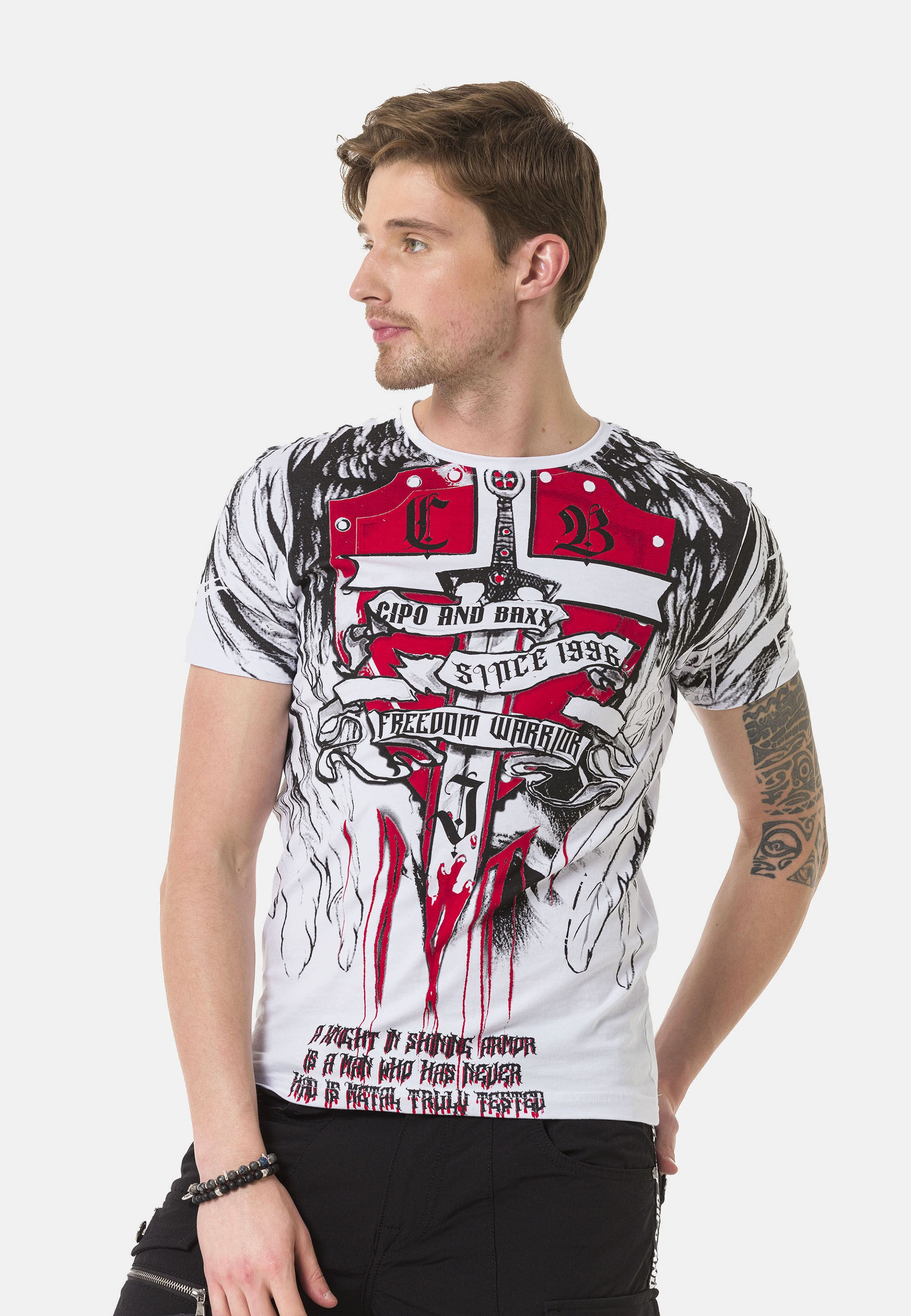 Cipo & Baxx T-Shirt »Cipo & Baxx T-Shirt« mit coolen Prints, Vorder- und Rückseite