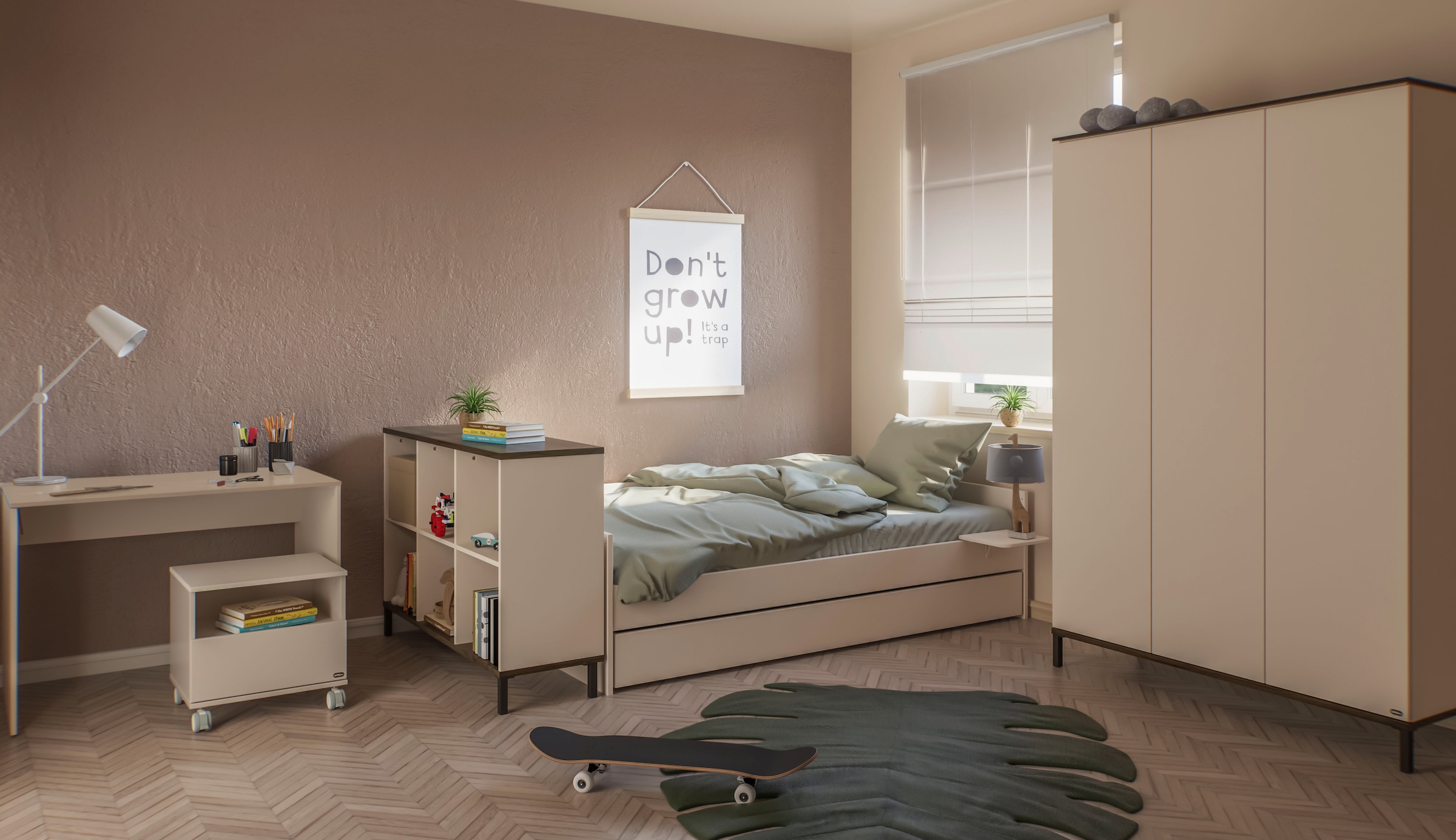 YUNY by PAIDI Nachtkommode »LOVELY ALIV mit Ablagefach und Schublade« B/H/T ca. 48x45x40cm, Off-White,  feststellbarer Rollcontainer, Soft-Close