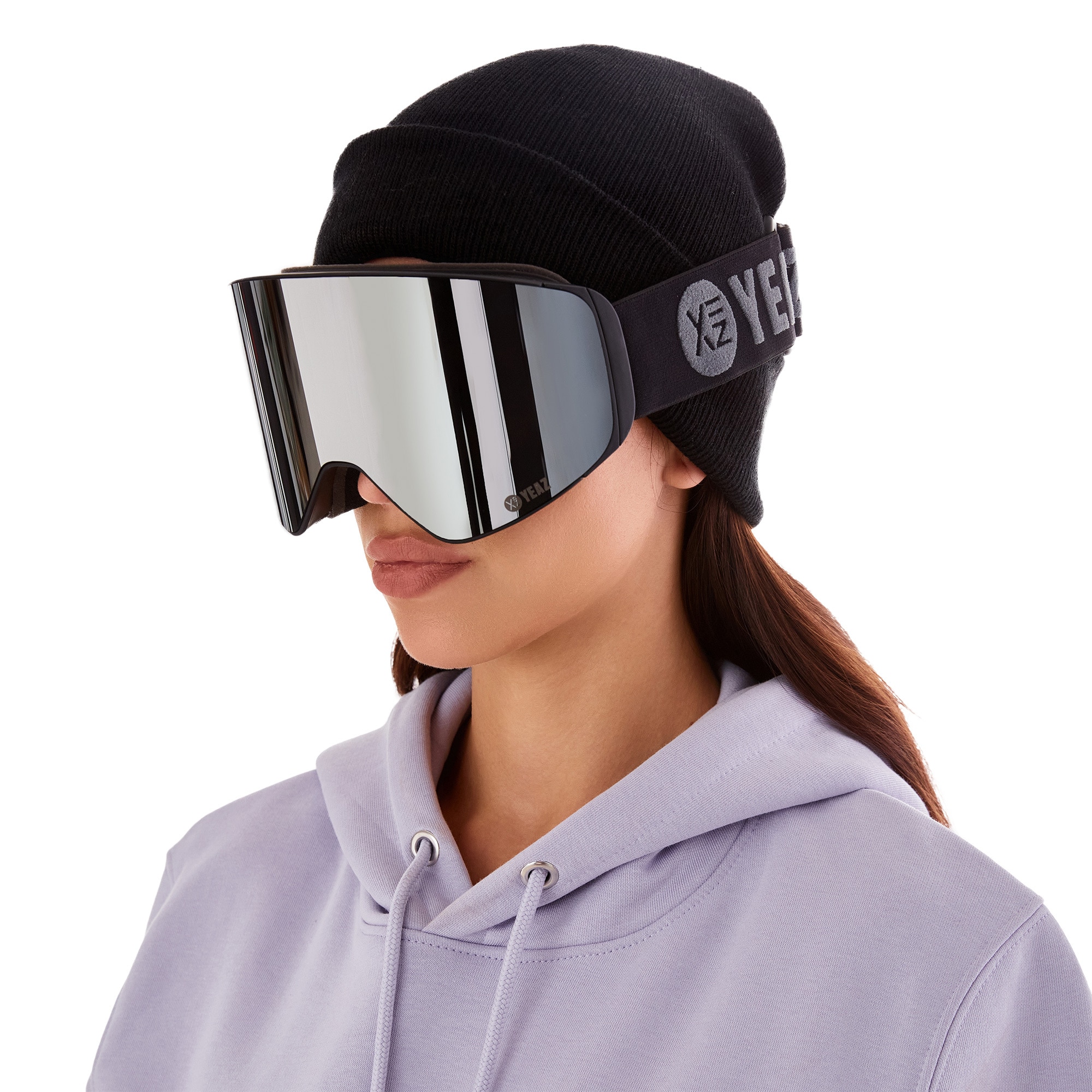 YEAZ Snowboardbrille »Magnet-Ski-Snowboardbrille silber verspiegelt/schwarz APEX«