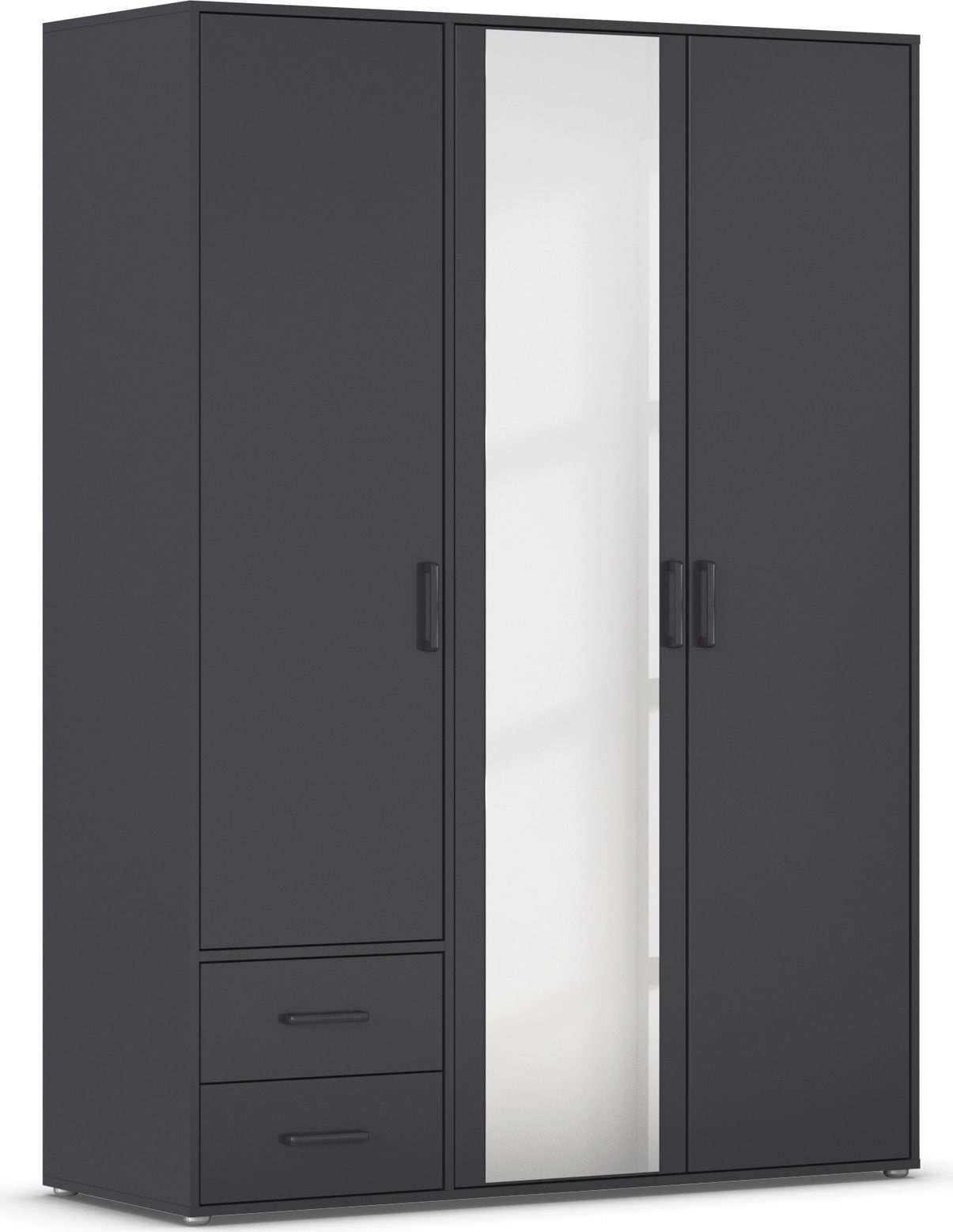rauch Drehtürenschrank "Kleiderschrank Schrank Garderobe Wäscheschrank VOYAGER" in 3 verschiedenen Ausstattungen BASIC/CLASSIC/PREMIUM, mit modernen Griffen in Graumetallic, inkl. Schubkästen und Spiegel