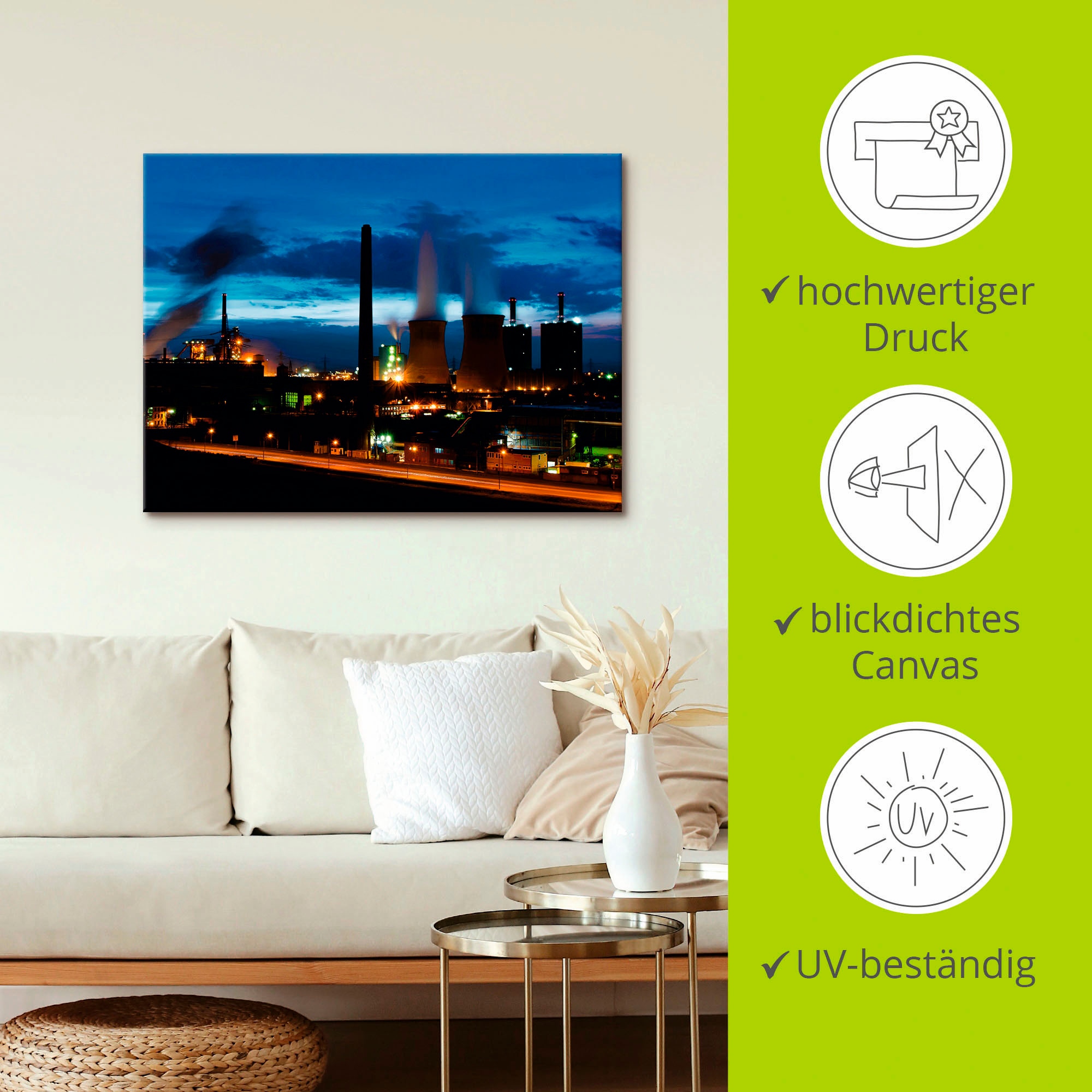 Artland Wandbild »Duisburg- Dehoga blaue Stunde«, Deutschland, (1 St.), als Leinwandbild, Poster in verschied. Größen