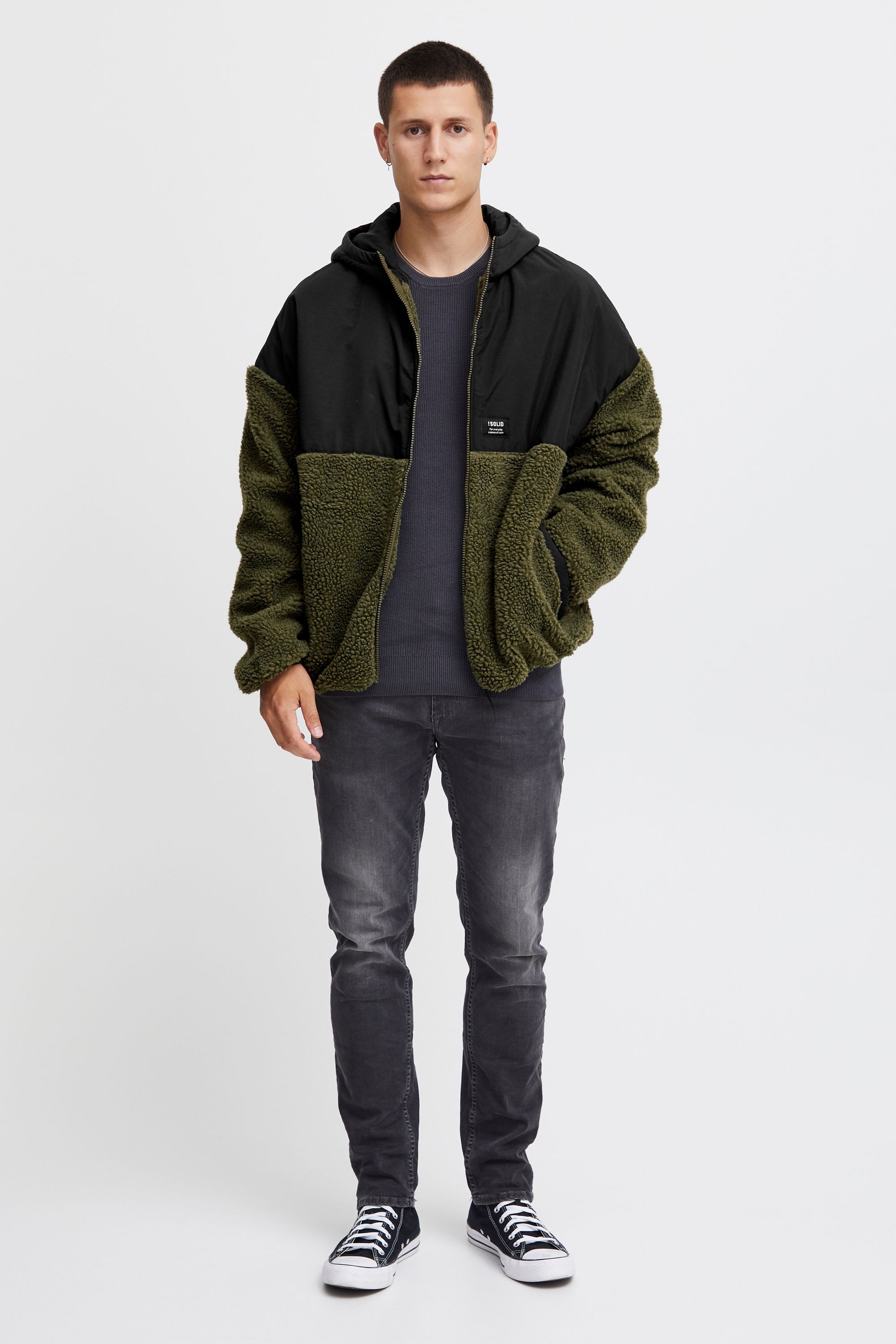 !Solid Fellimitatjacke »Fellimitatjacke SDMark«, mit Kapuze