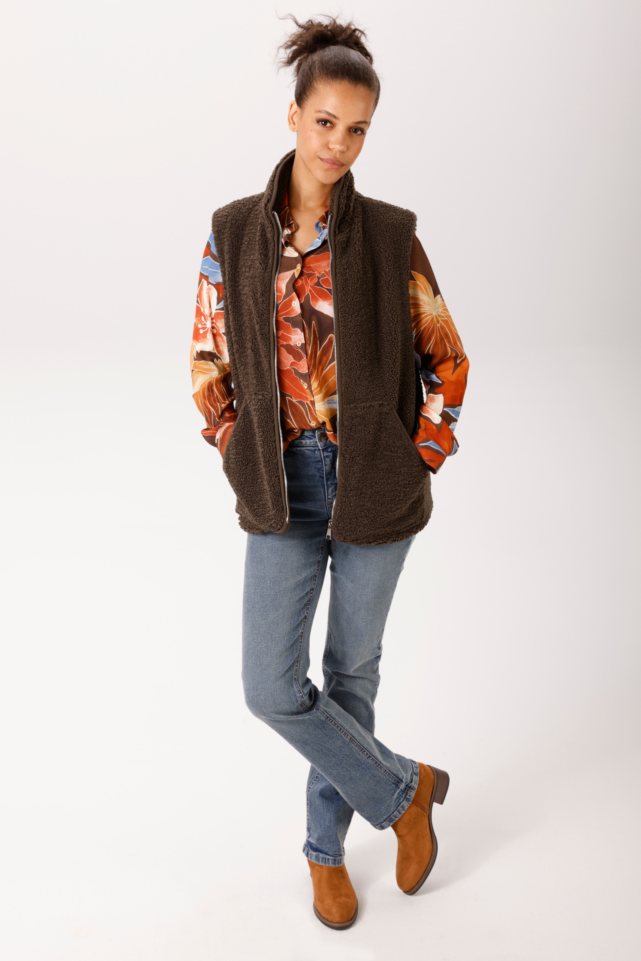 Aniston CASUAL Plüschweste mit Stehkragen - NEUE KOLLEKTION