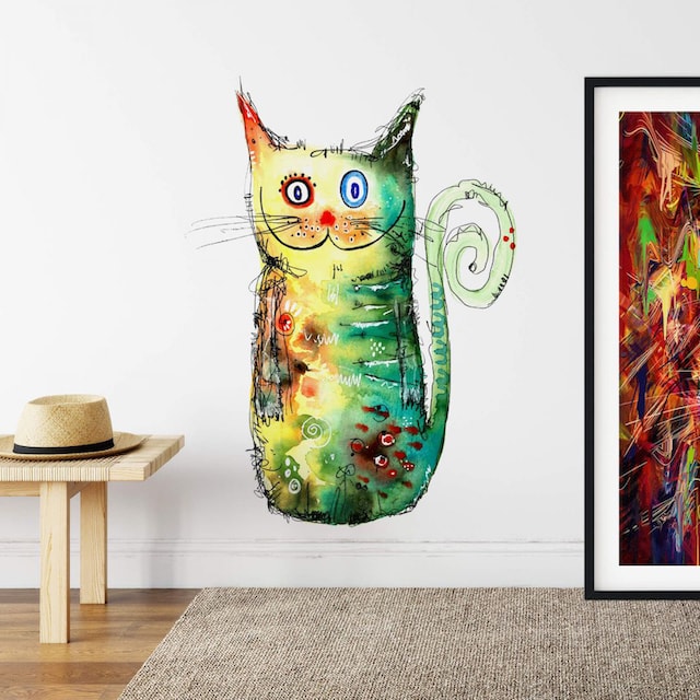 Wall-Art Wandtattoo »Bunte Katze - Crazy Cat«, (1 St.) auf Rechnung kaufen