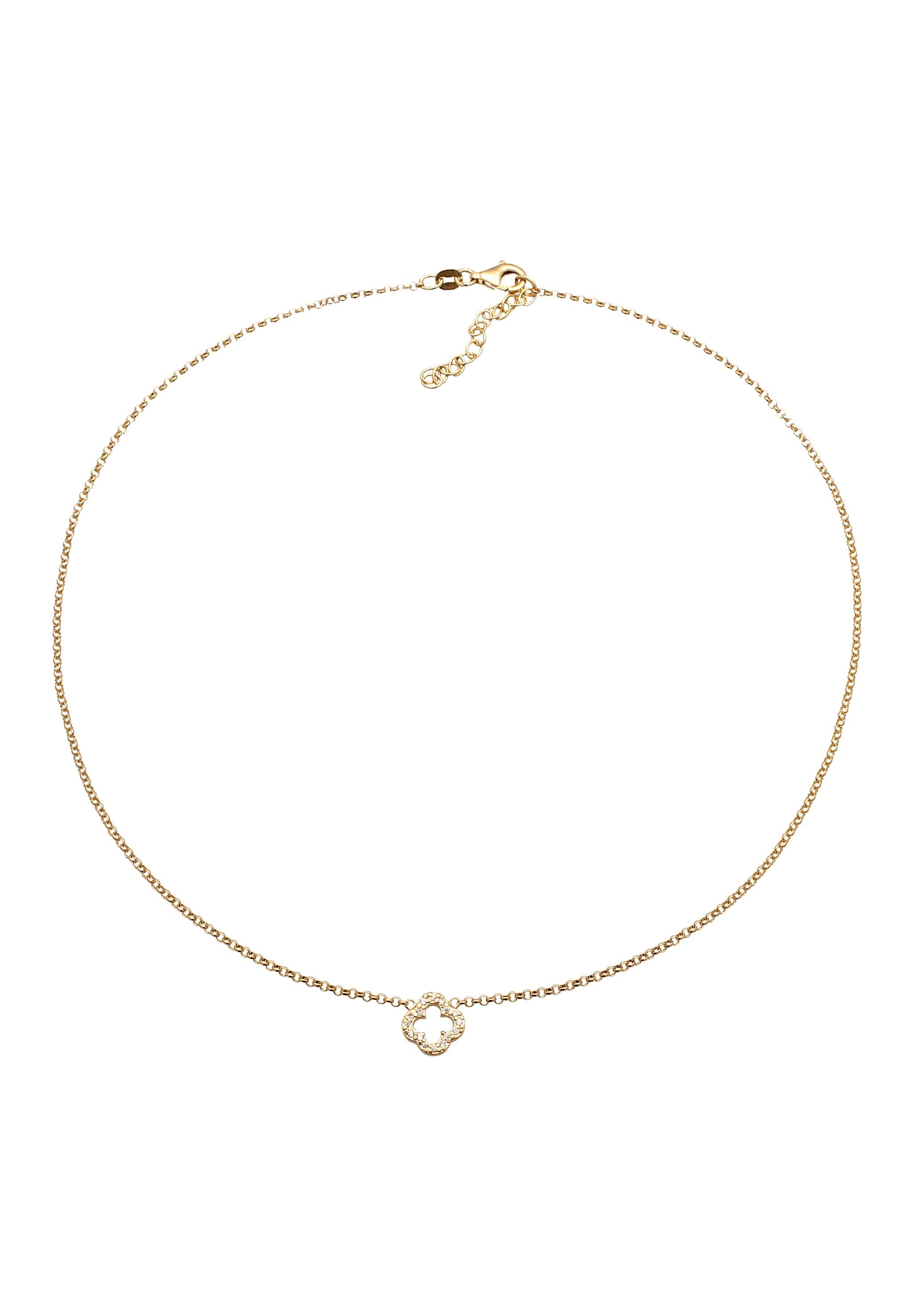 Elli Choker »Halskette Choker Kleeblatt Zirkonia Weiß 925 Sterling Silber«