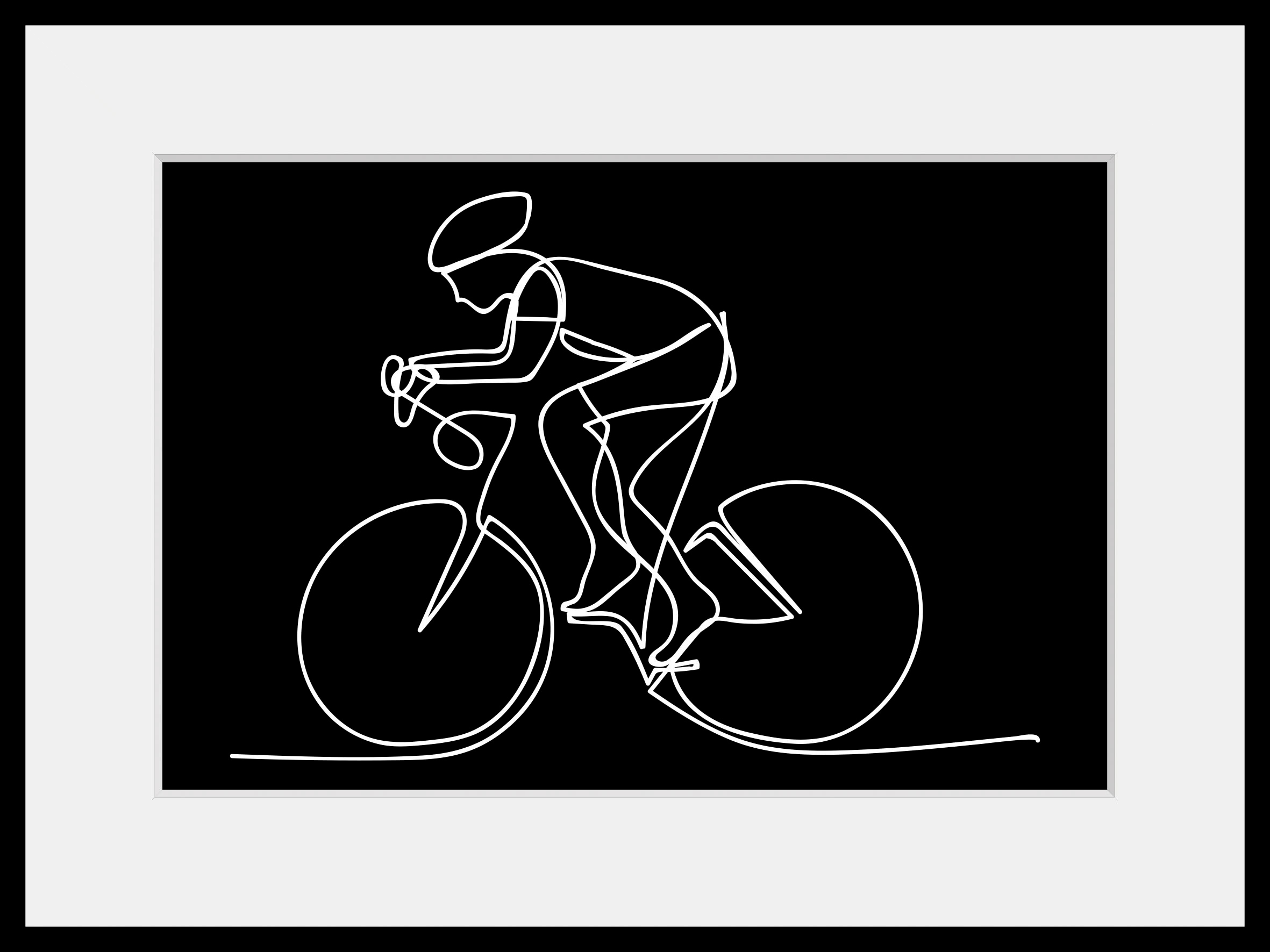 queence Bild »Armstrong«, Sport-Fahrzeuge-Kunst-Schwarz-Weiß-Fahrräder, (1 St.), HD Premium Poster-Druck inkl. Holzrahmen