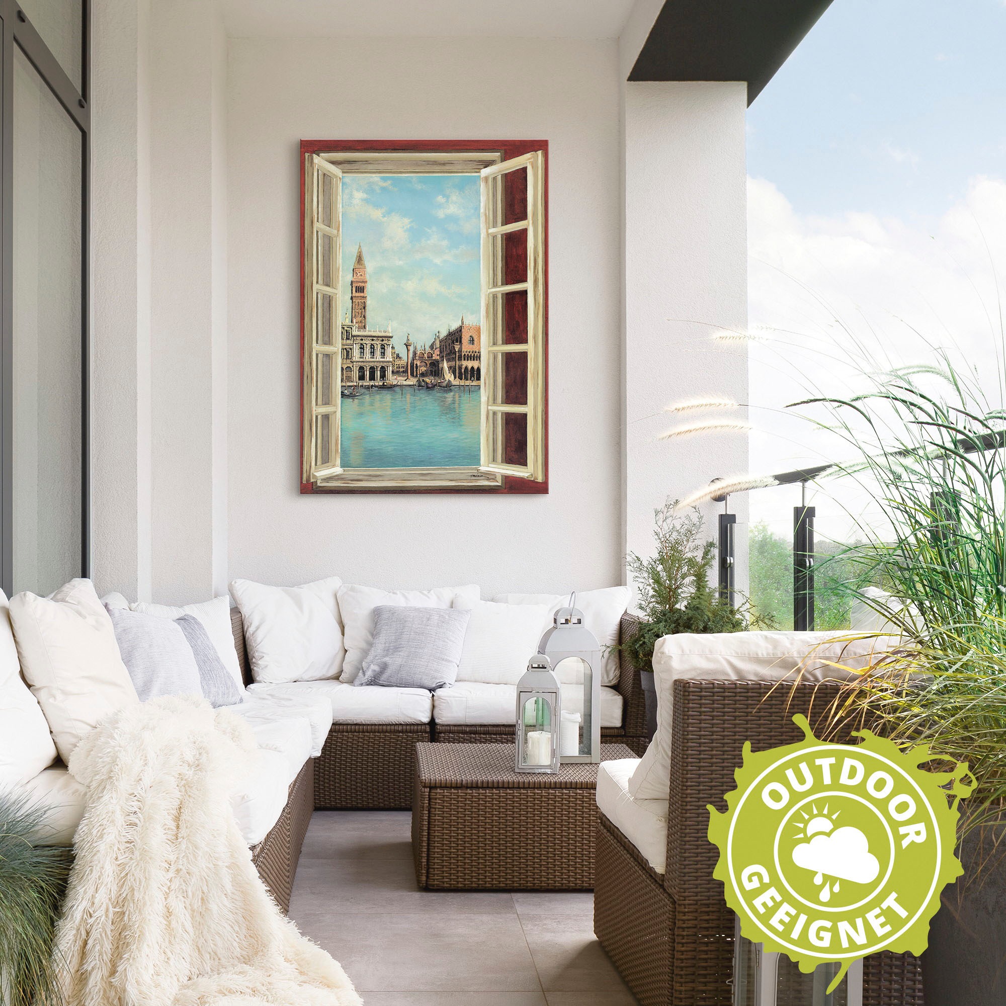 Artland Wandbild »Fenster mit Blick auf Venedig«, Fensterblick, (1 St.), als Leinwandbild, Poster, Wandaufkleber in verschied. Größen