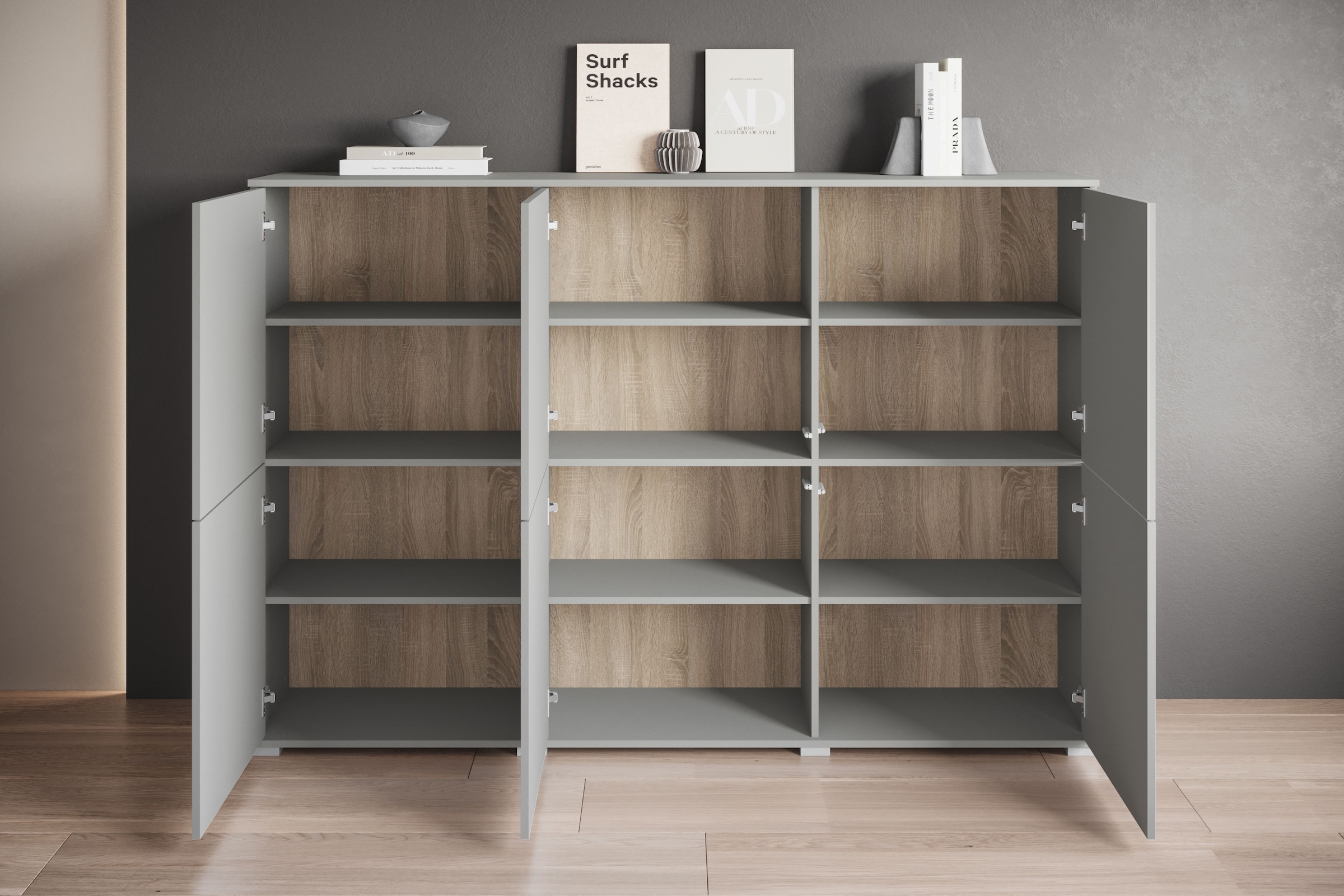 INOSIGN Highboard »Kenia, moderne grifflose Hochkommode mit 6 Türen, Breite 180 cm« 1 Stk. tlg. Push-to-Open-Fronten, höhenverstellbaren Einlegeböden