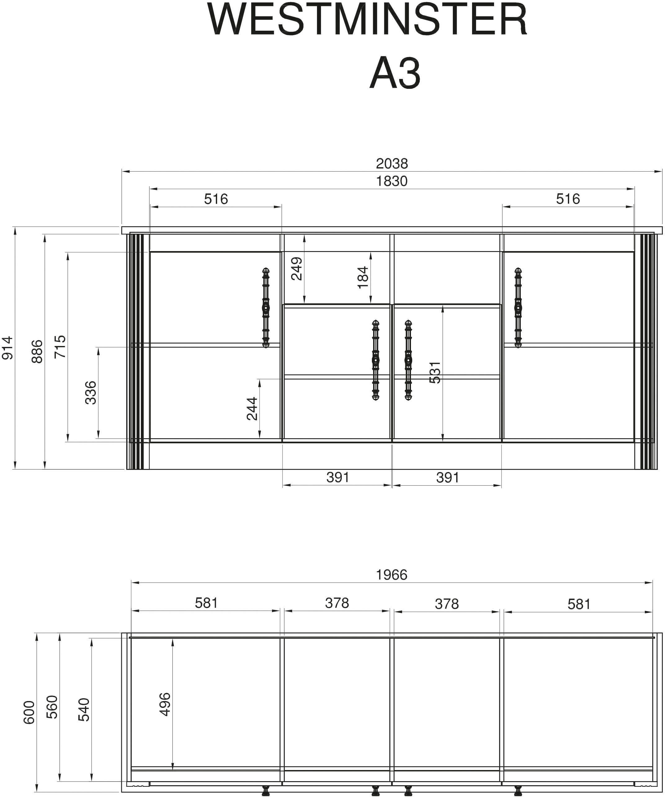 KOCHSTATION Küche »KS-Westminster«, Breite 270 cm, ohne E-Geräte