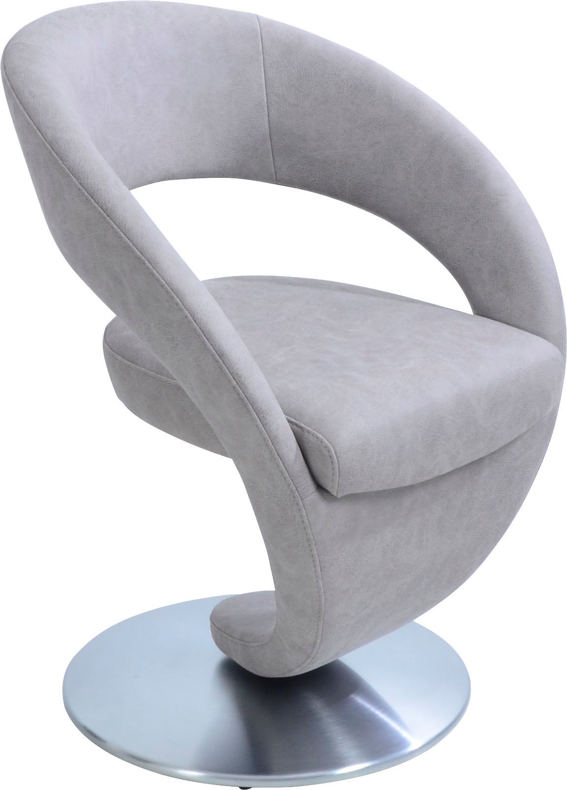 K+W Komfort & Wohnen "Wave, Drehstuhl, Polsterstuhl" () Design-Drehstuhl, Drehteller in Edelstahloptik