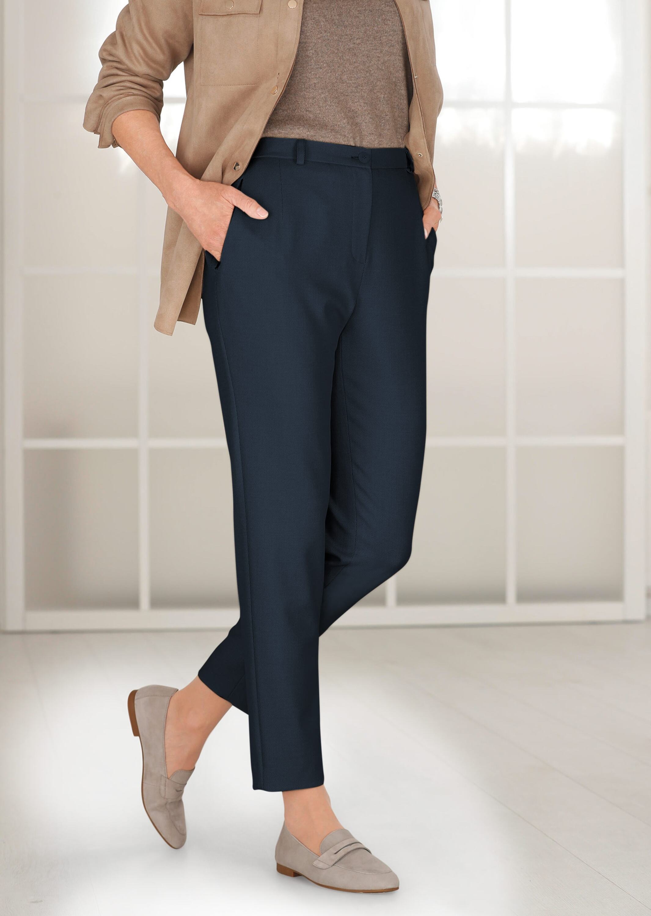 GOLDNER Stoffhose »Kurzgröße Hose Carla mit Rippenstruktur«