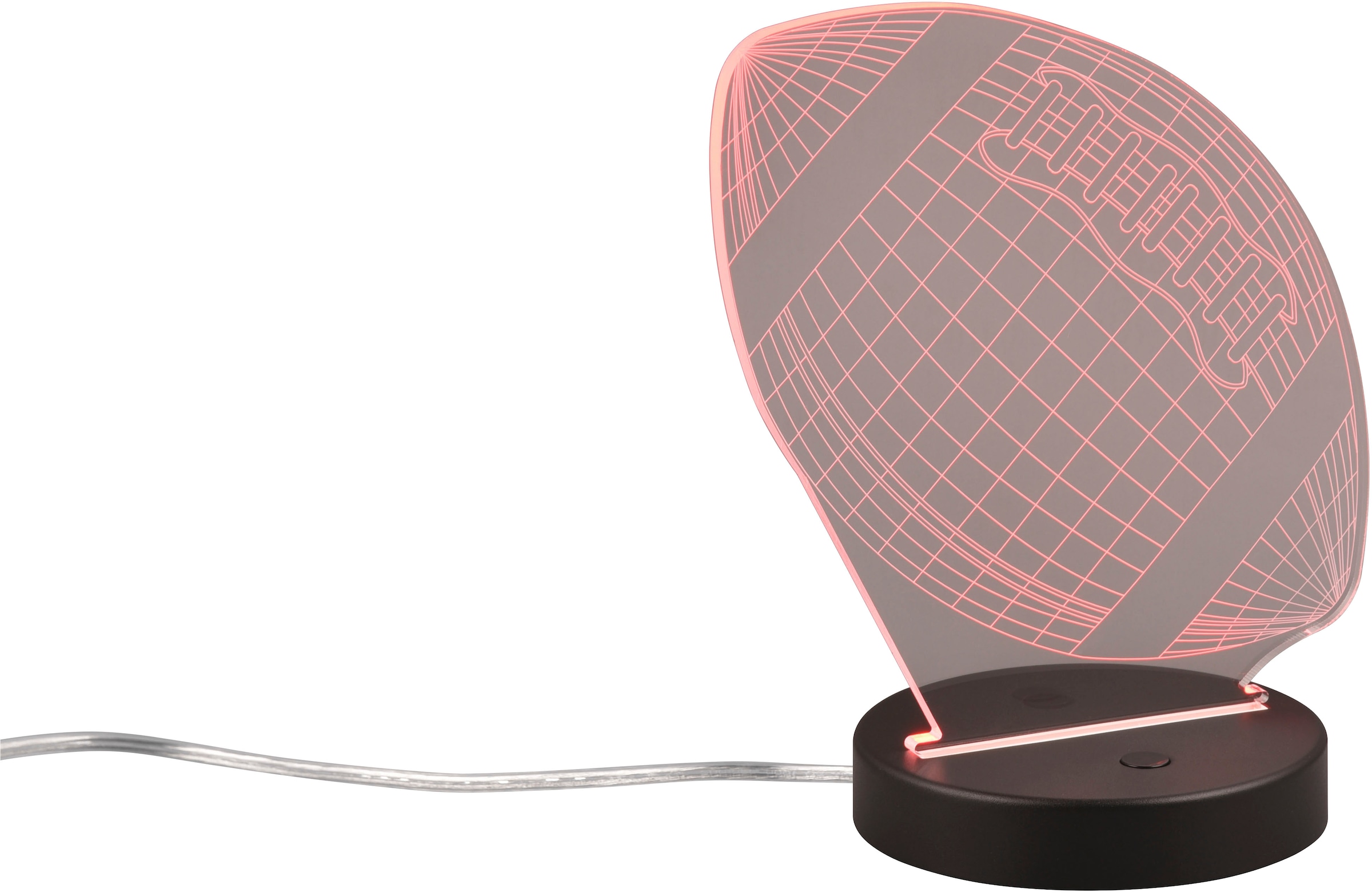 REALITY Leuchten LED Tischleuchte »FOOTBALL, Tischlampe in Football Form mit 3D-Effekt, Acryl, Höhe 22cm« LED-Board 1 Stk. RGB | Warmweiß 3,2W LED, RGB Farbwechsel Modus, 250 Lumen 3000K warmweiß, Base Ø 12cm