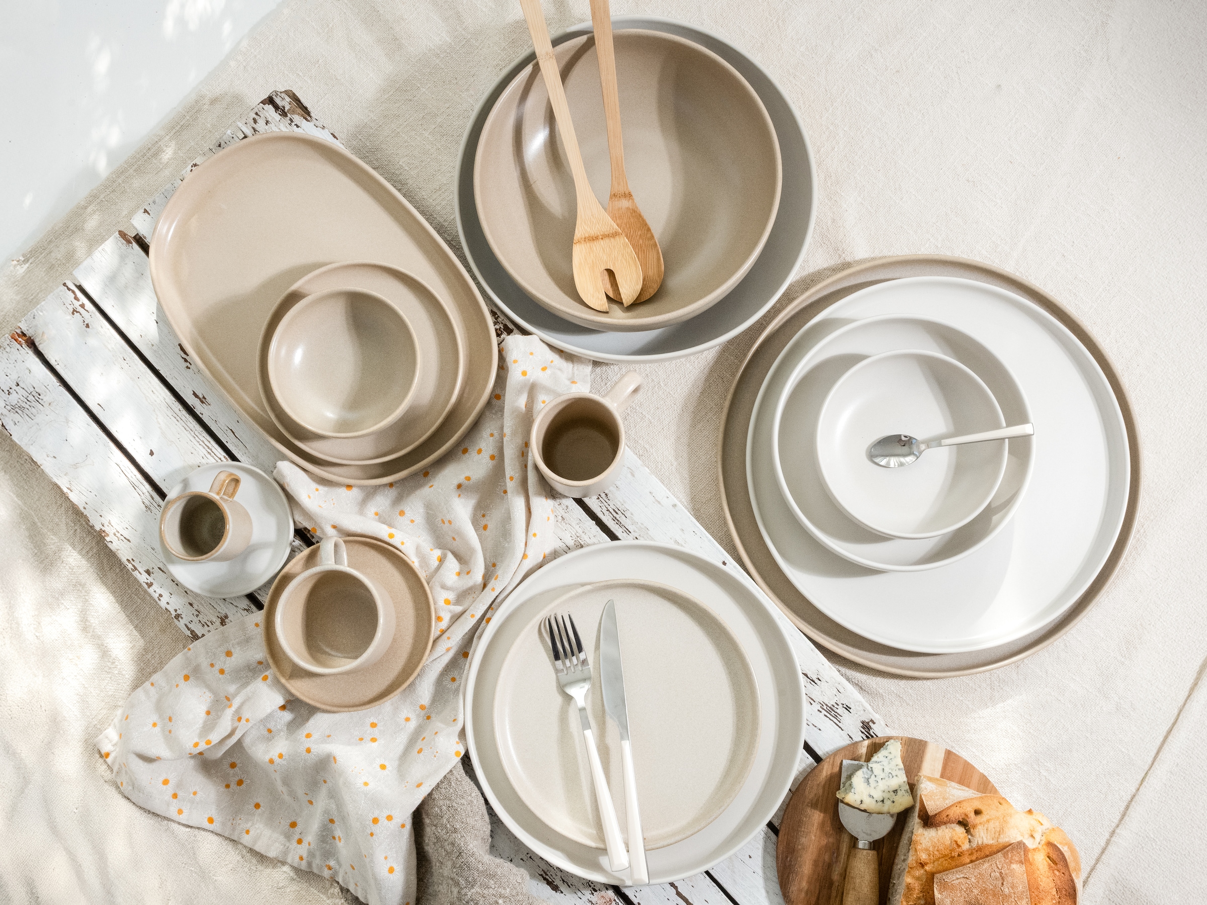 CreaTable Kombiservice »Uno Toscana, Service 16-tlg.« Puristische Formgebung, Inspiriert durch die Farben der Toscana