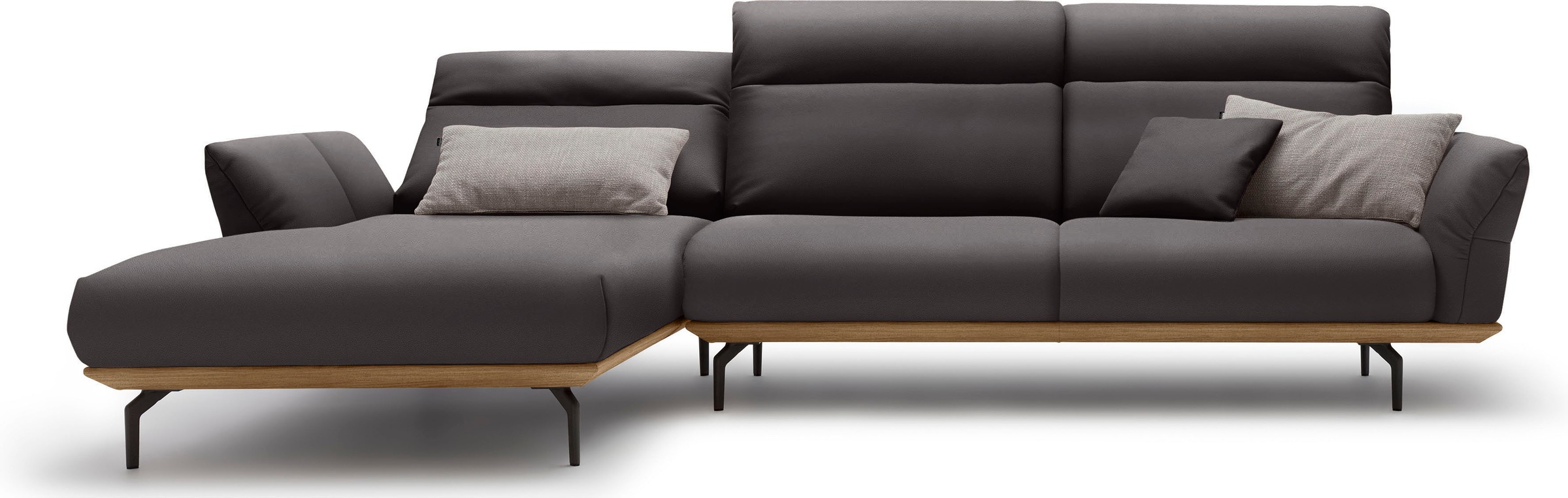 Creation BY ROLF BENZ Ecksofa »CR.460«, Sockel in Nussbaum, Winkelfüße in Umbragrau, Breite 318 cm