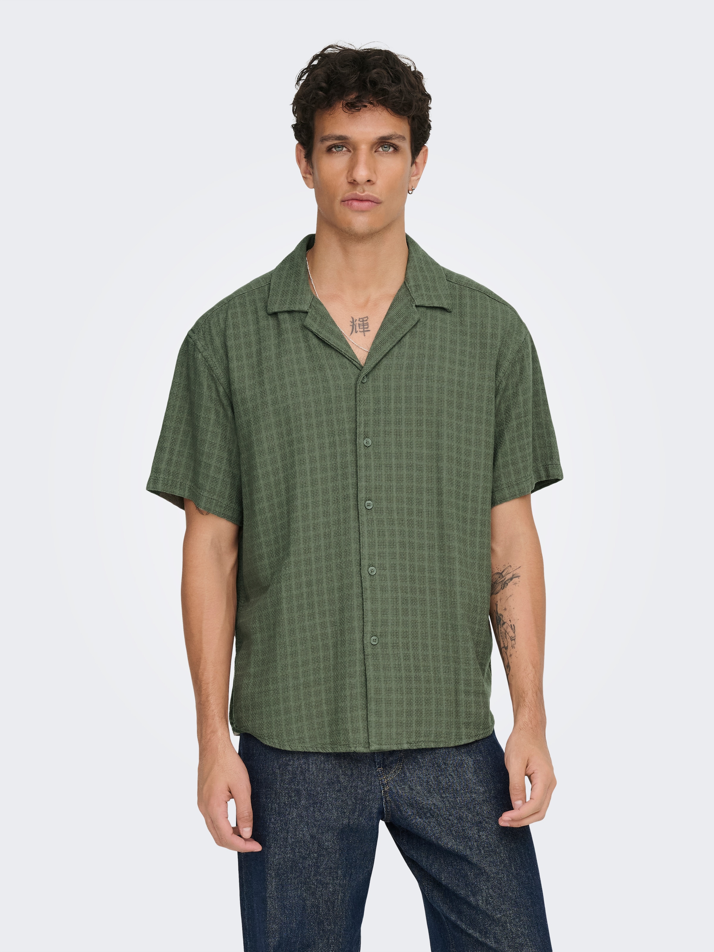 ONLY & SONS Kurzarmhemd »ONSLATHAM RLXSS RESORT LINEN STRUC 0257«