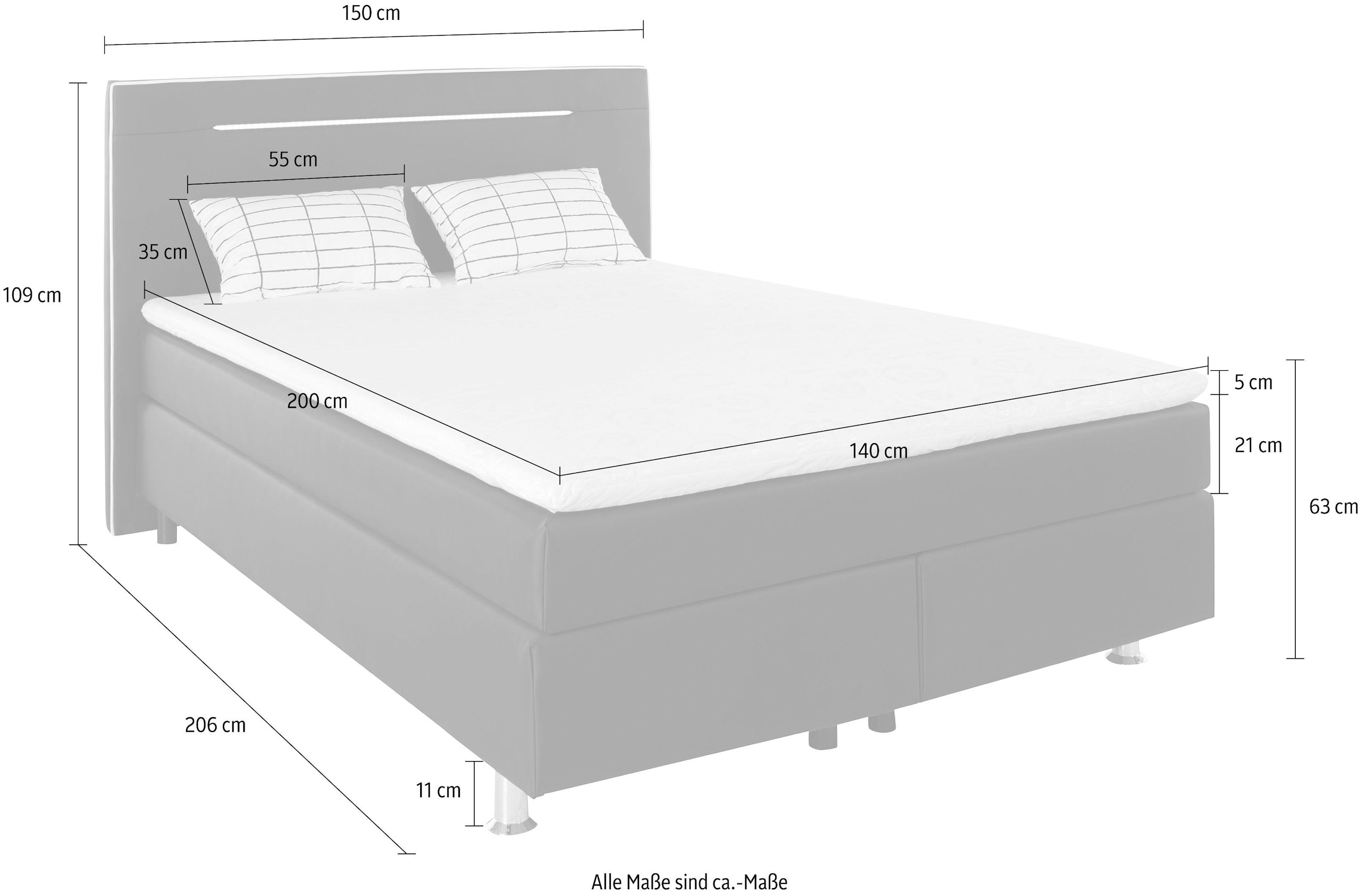 COLLECTION AB Boxspringbett, inkl. LED-Beleuchtung, Topper und Kissen