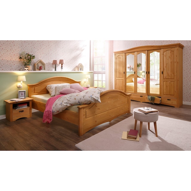 Home affaire Schlafzimmer-Set »Konrad«, (Set, 5 St.), mit 5-trg.  Kleiderschrank, Bett 180/200 cm und 2 Nachttischen auf Rechnung bestellen | Spiegel