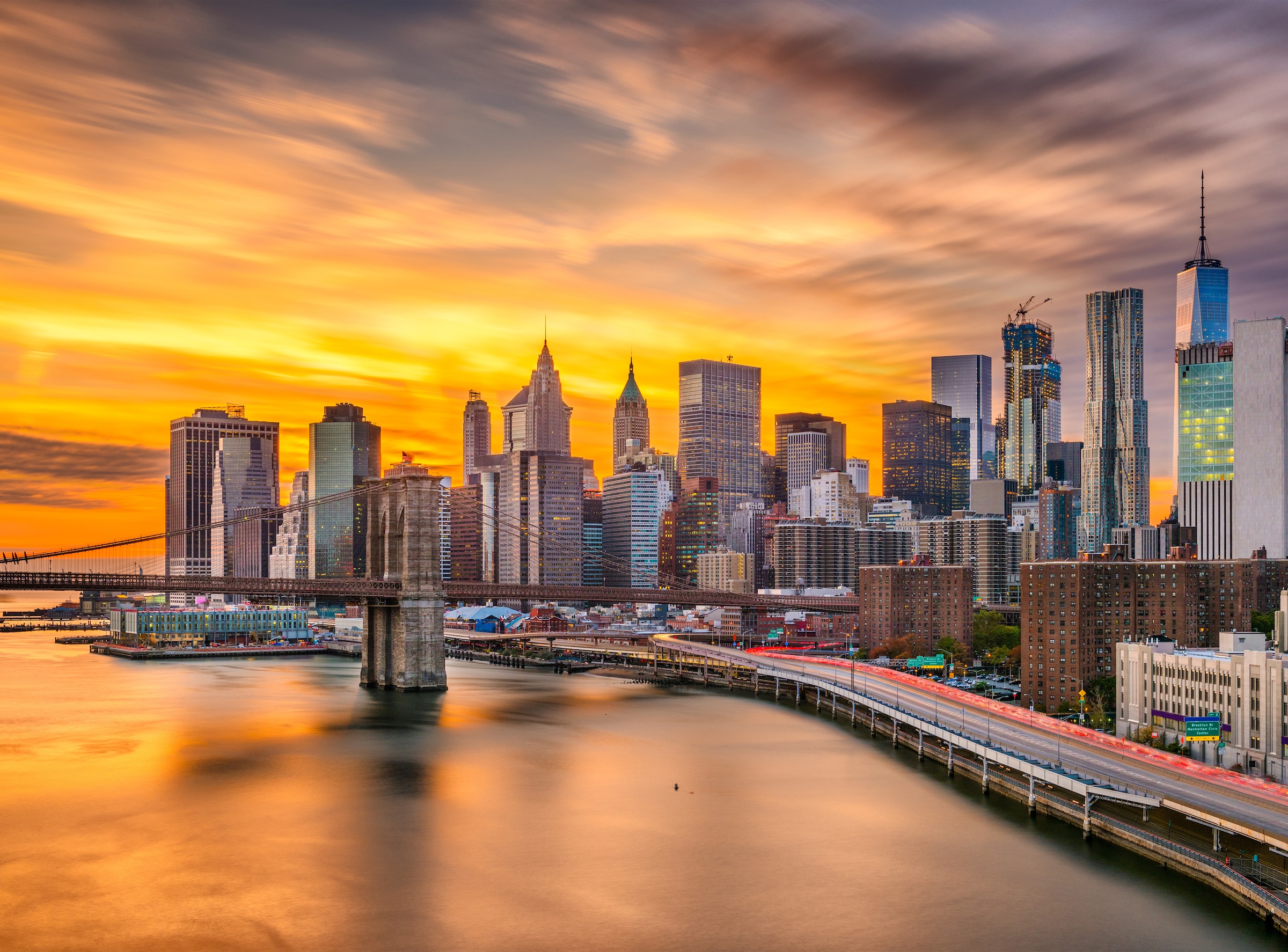 Fototapete »Manhattan Skyline Sunset«