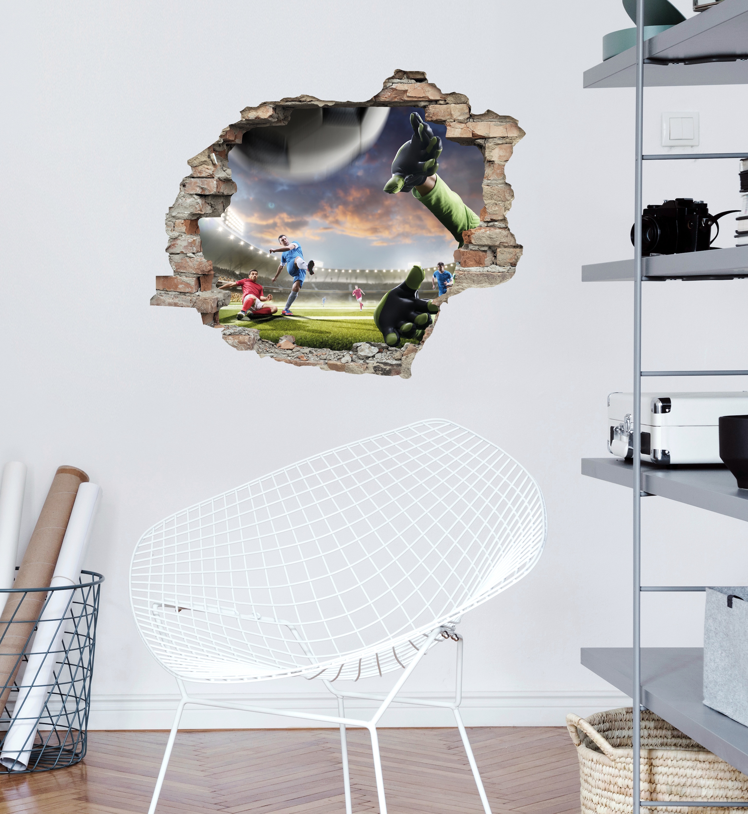 queence Wandtattoo »Fußball«, (1 St.), Wandsticker, Wandbild, selbstklebend, 3D, Wanddurchbruch