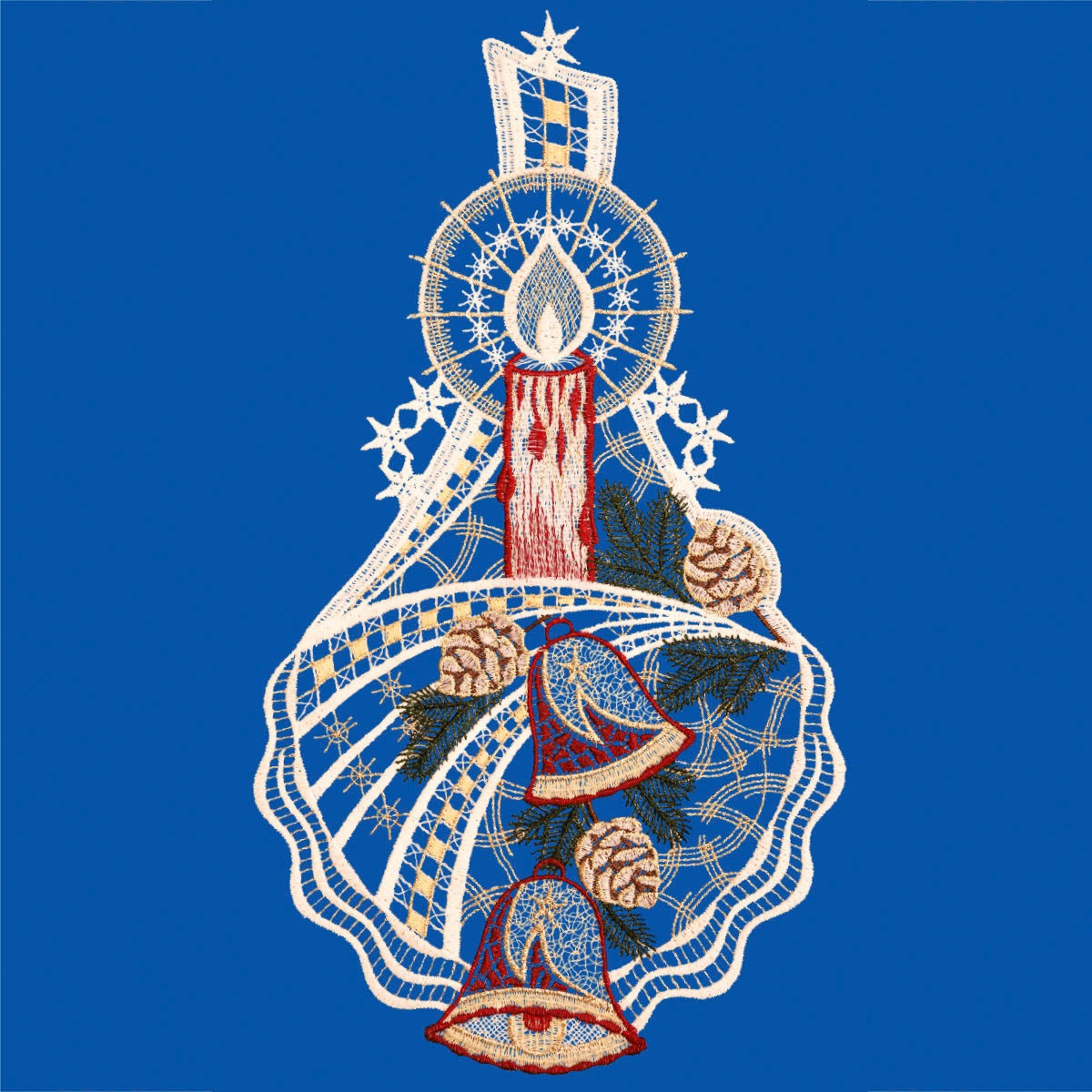 W. Reuter & Sohn - Plauener Spitze® Fensterbild »Kerze und Glocken« Made in Germany