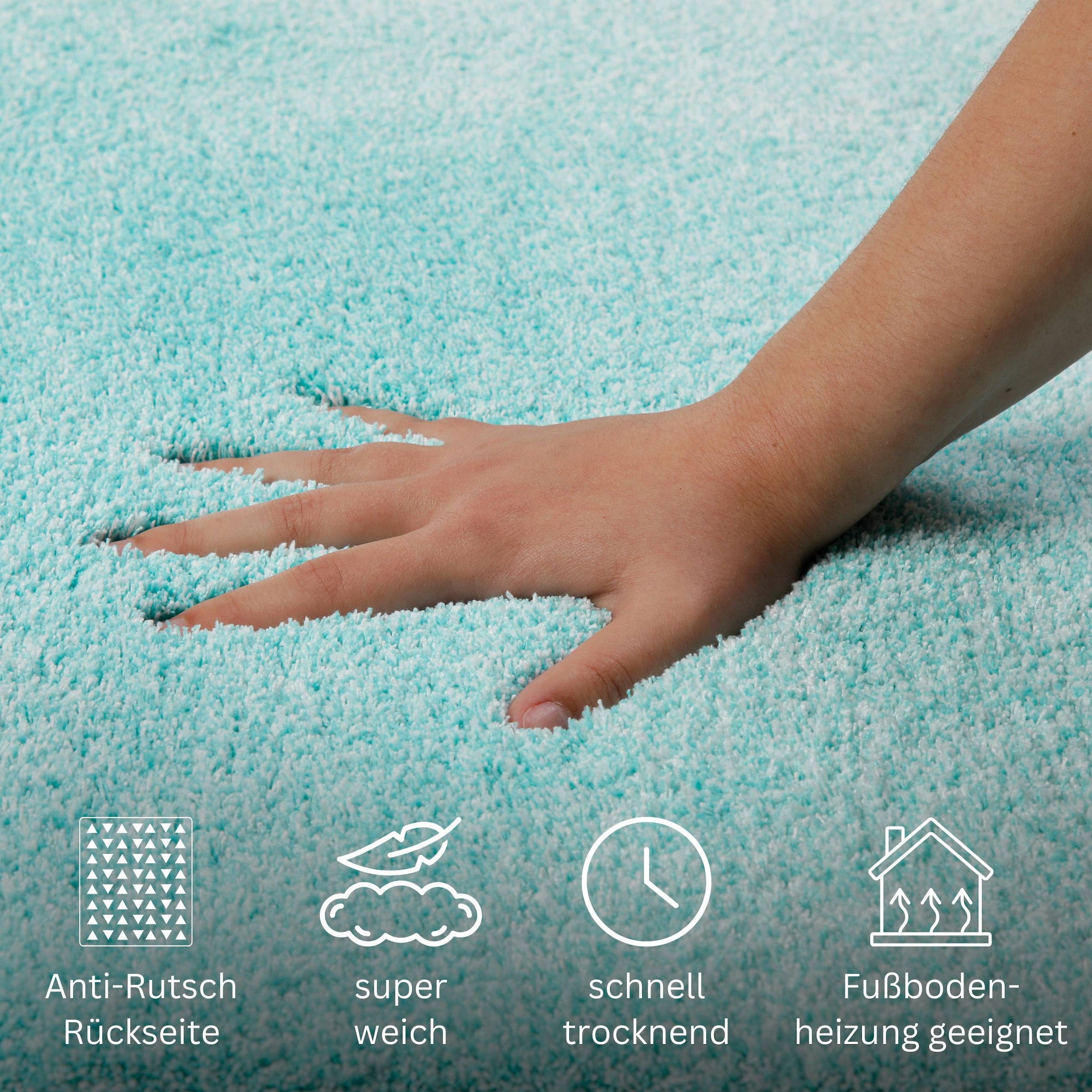 my home Badematte »Utta«, rutschhemmend beschichtet, schnell trocknend, Badteppich, getuftet, mit modernem Farbverlauf, flauschig, hochflor