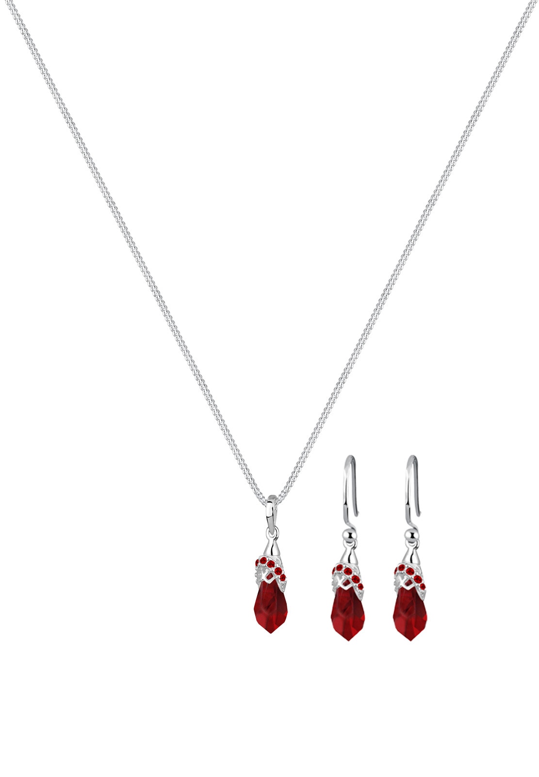 Elli Ohrring und Ketten Set »Schmuckset Tropfen 925 Silber, mit Kristallen von Swarovski®« ()