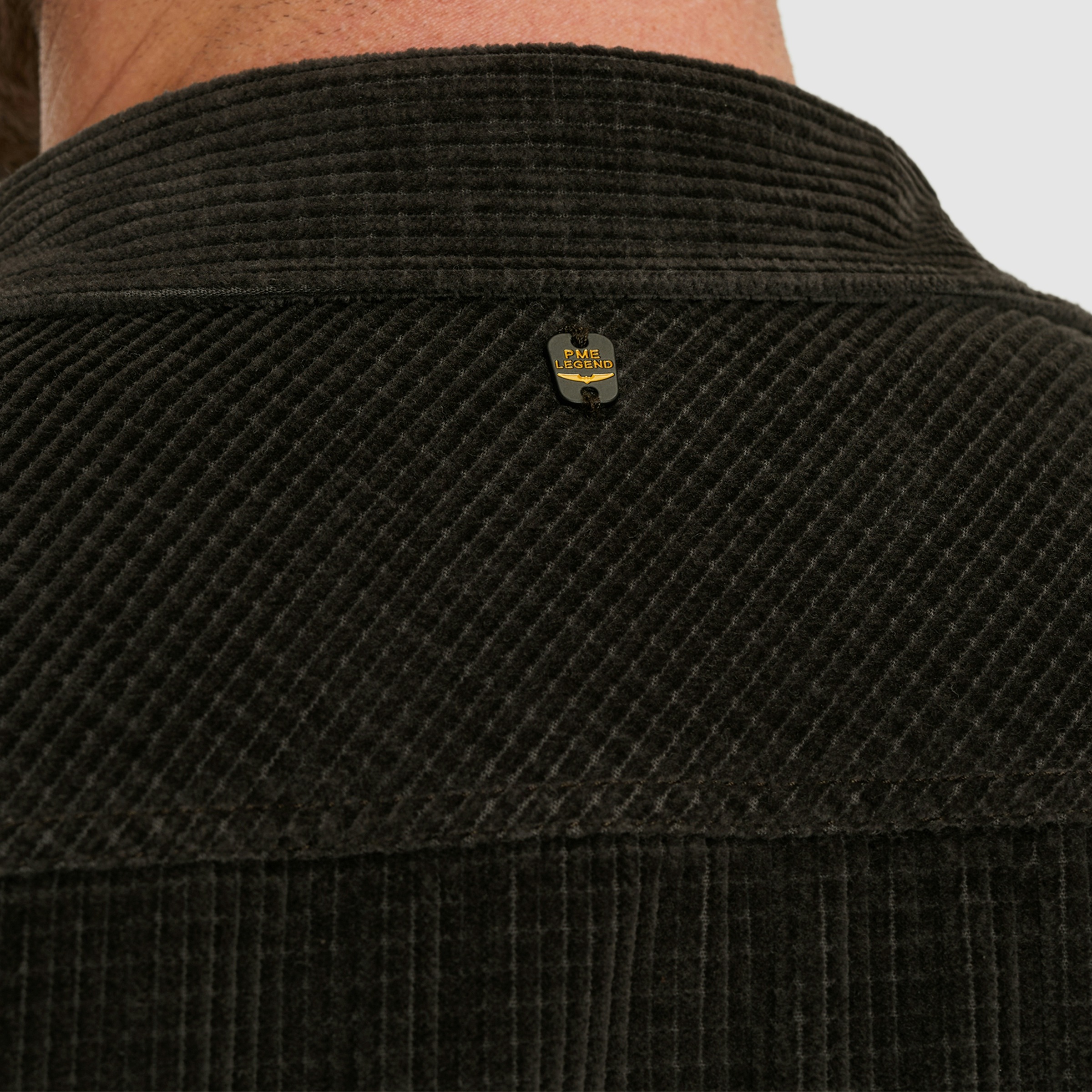 PME LEGEND Langarmhemd aus softem Cord, mit Knopfleiste