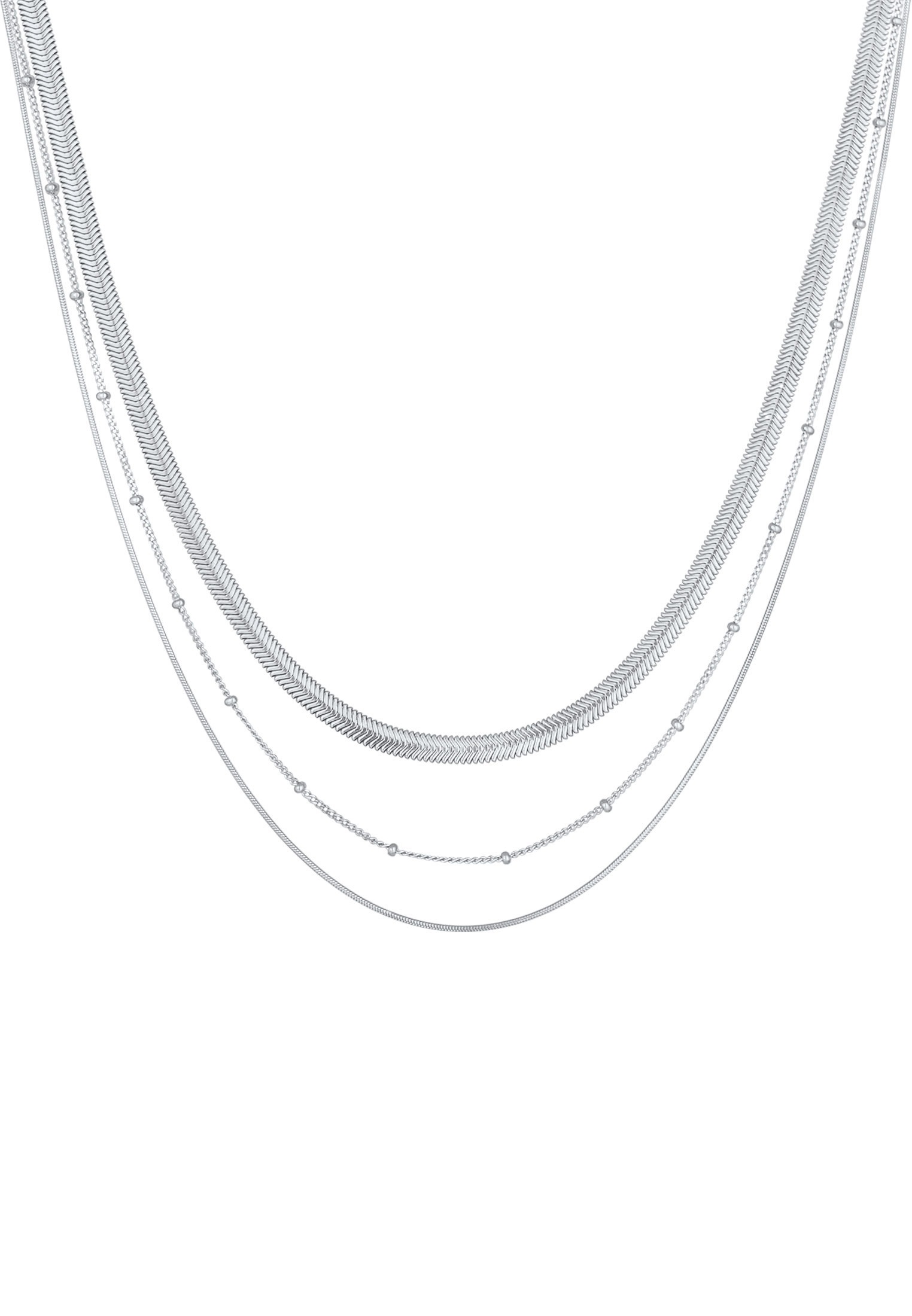 Elli Premium Silberkette »Halskette Halskette Layer 3-reihig Flach Rund Kugelkette 925 Sterling Silber«