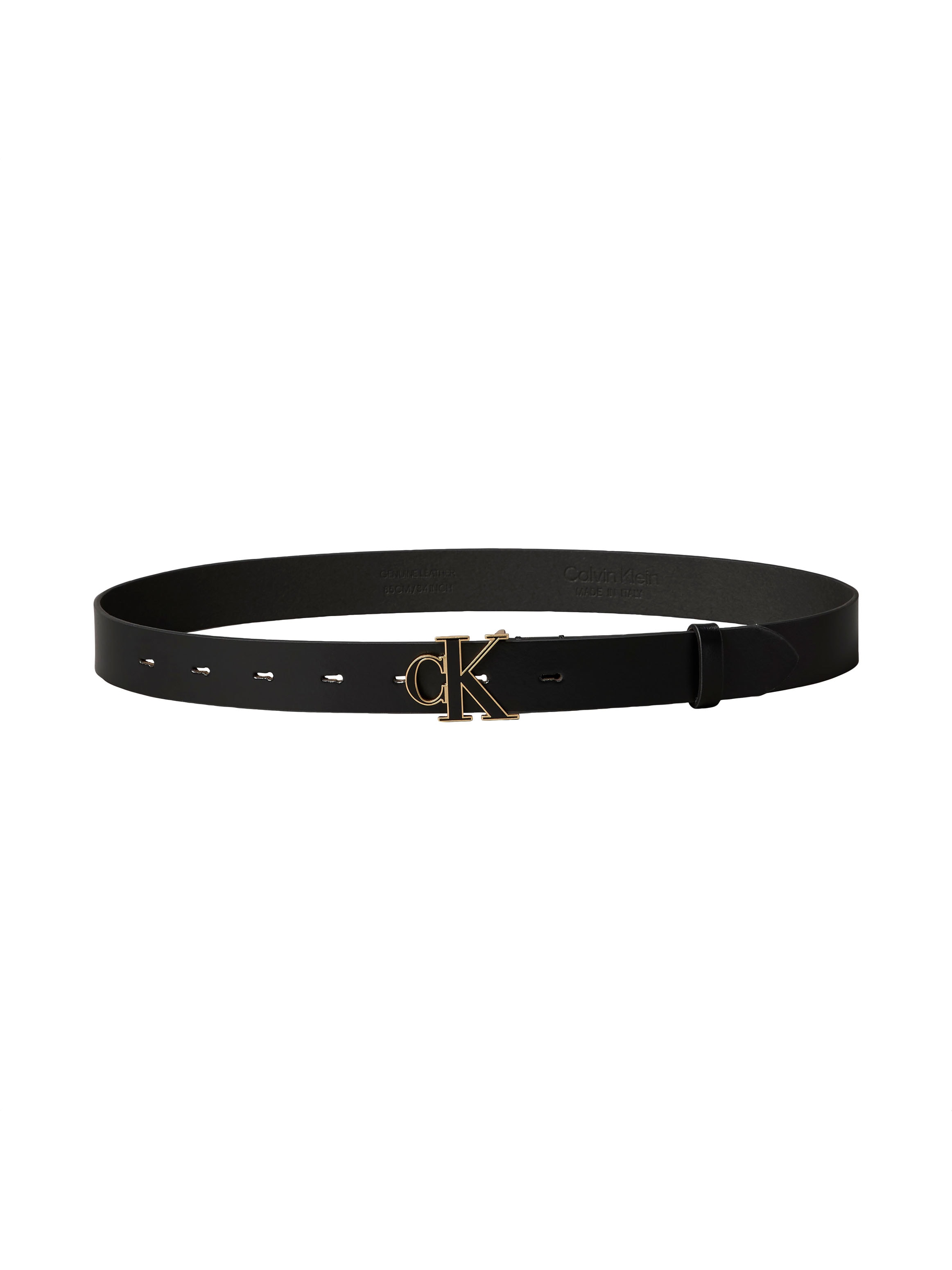 Calvin Klein Ledergürtel »ROUND CK BUCKLE 30MM BELT INLAY« Größenverstellbar mit Metallschließe
