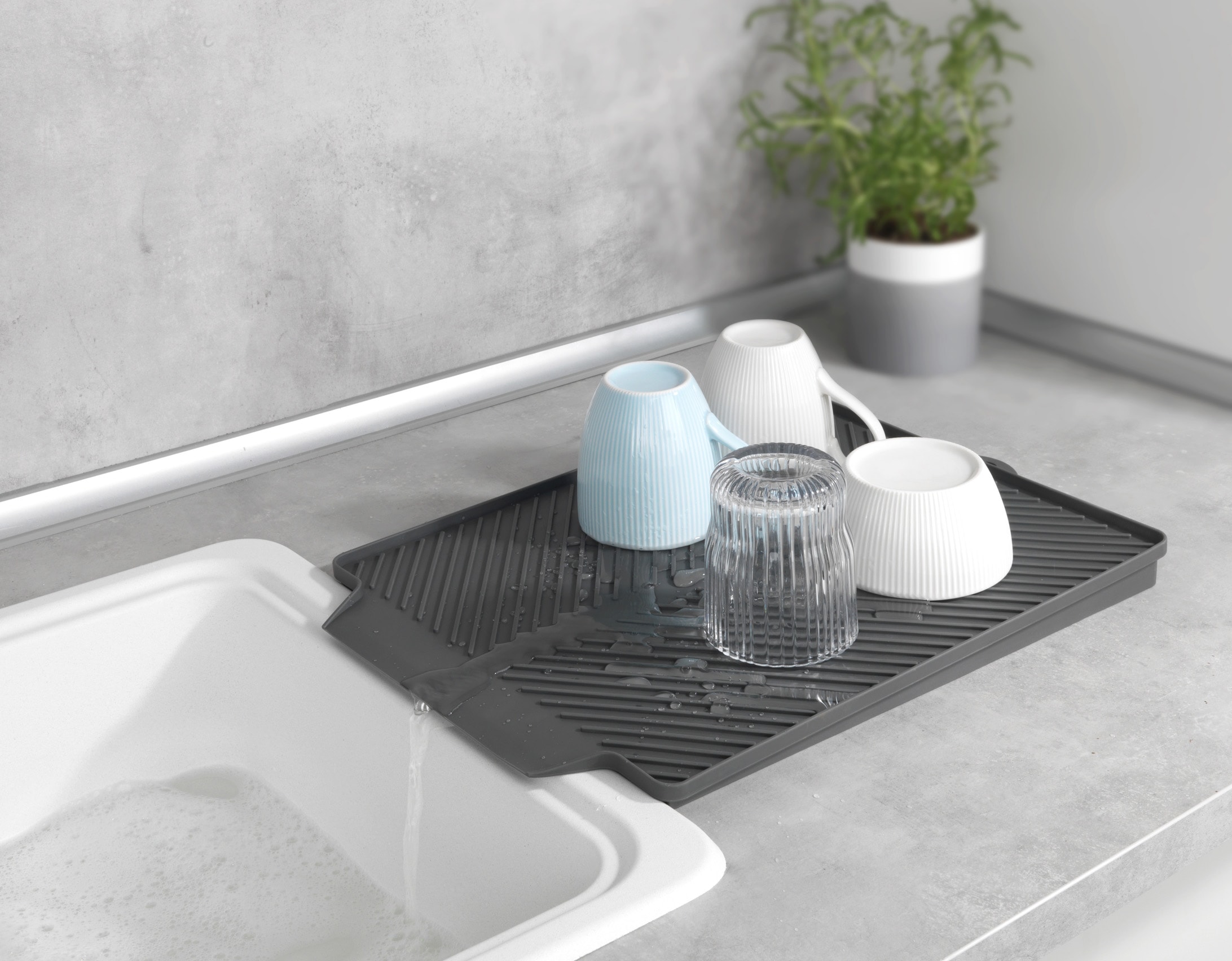 WENKO Geschirrständer »Modell Linea«, (kein Set), Abtropfmatte für Geschirr, zur seitlichen Erweiterung des Spülbeckens