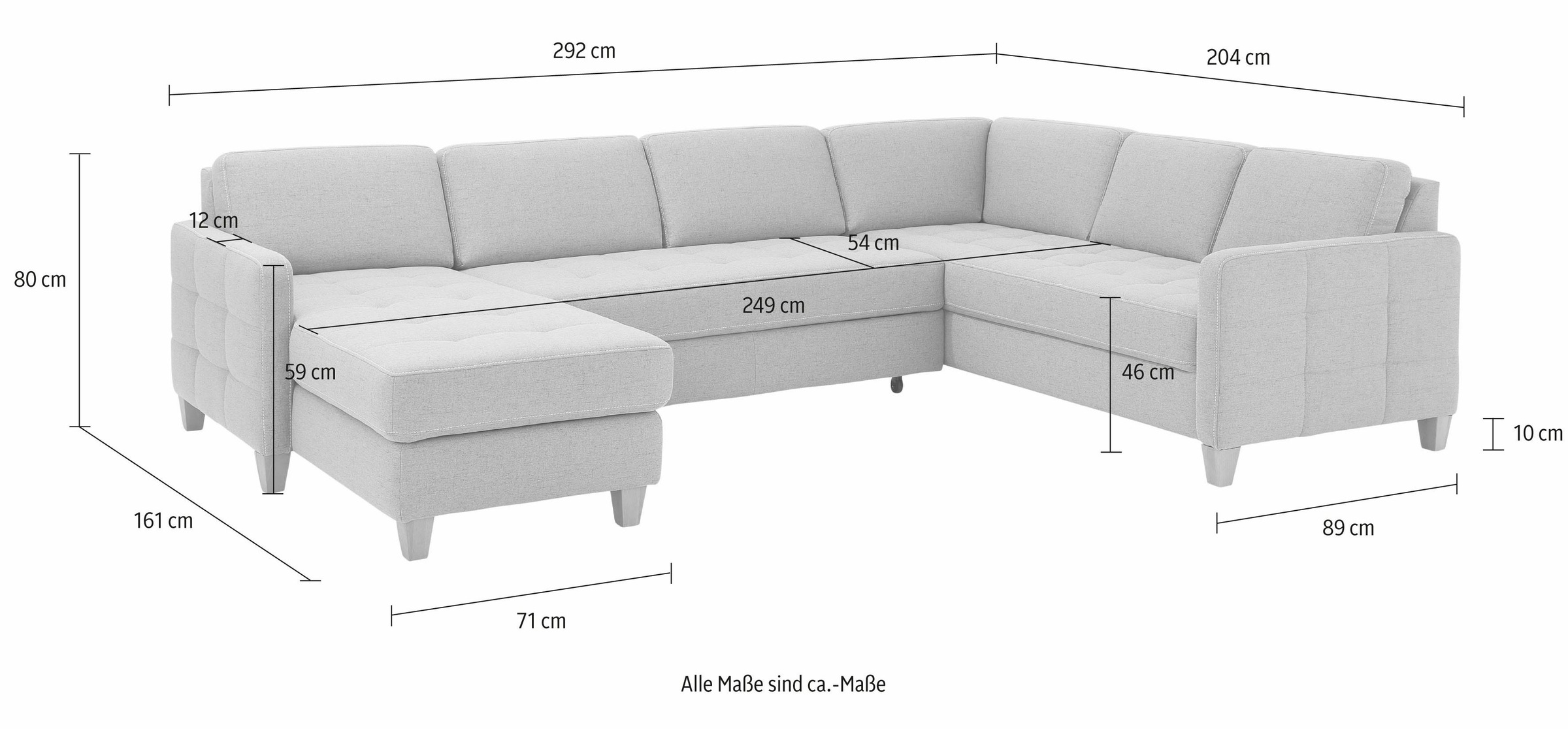 Home affaire Wohnlandschaft »Earl U-Form«, wahlweise auch mit Bettfunktion oder Bettfunktion mit Bettkasten