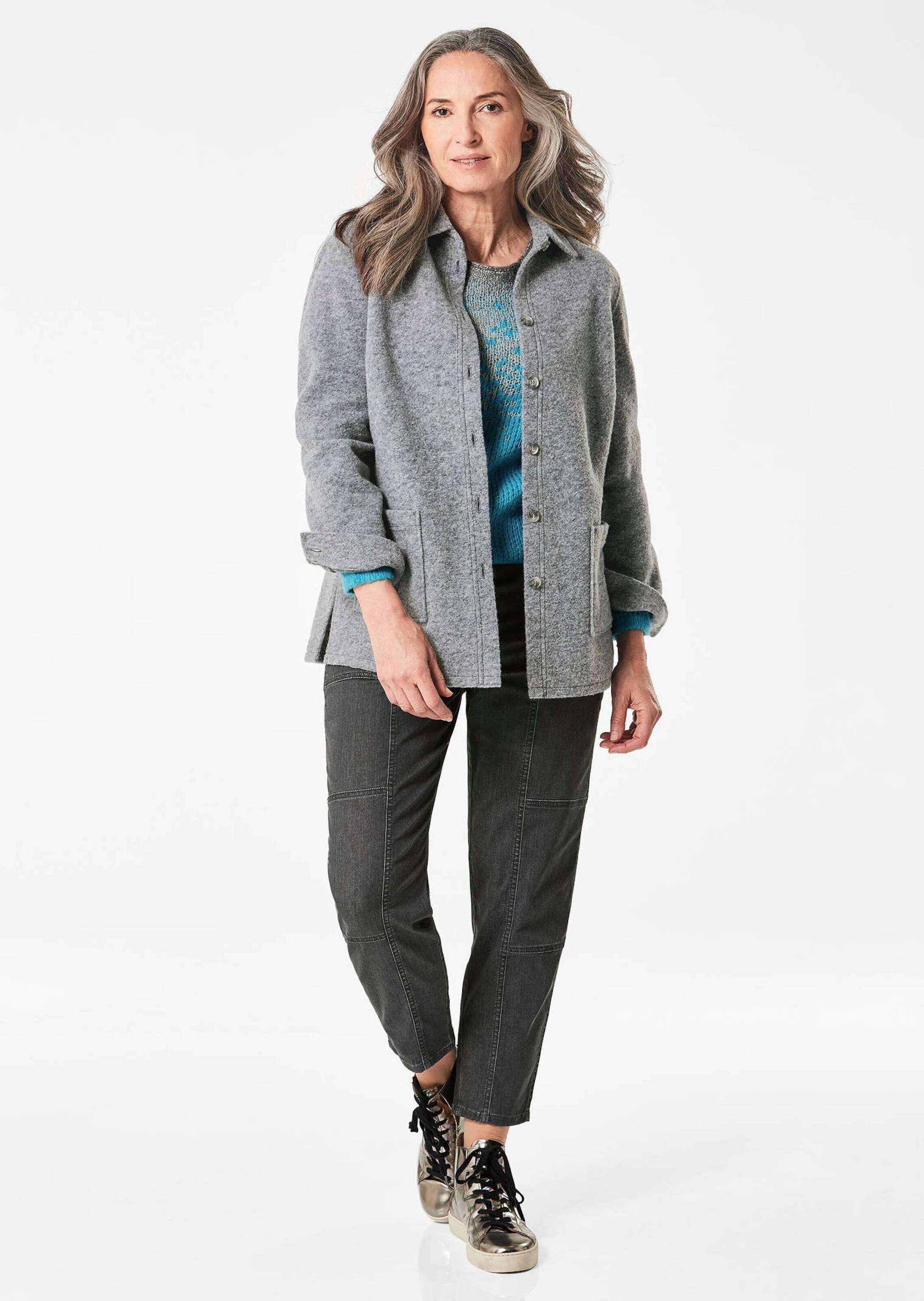 GOLDNER Sommerjacke »Kurzgröße Lässige Wolljacke mit Hemdkragen« Knöpfe