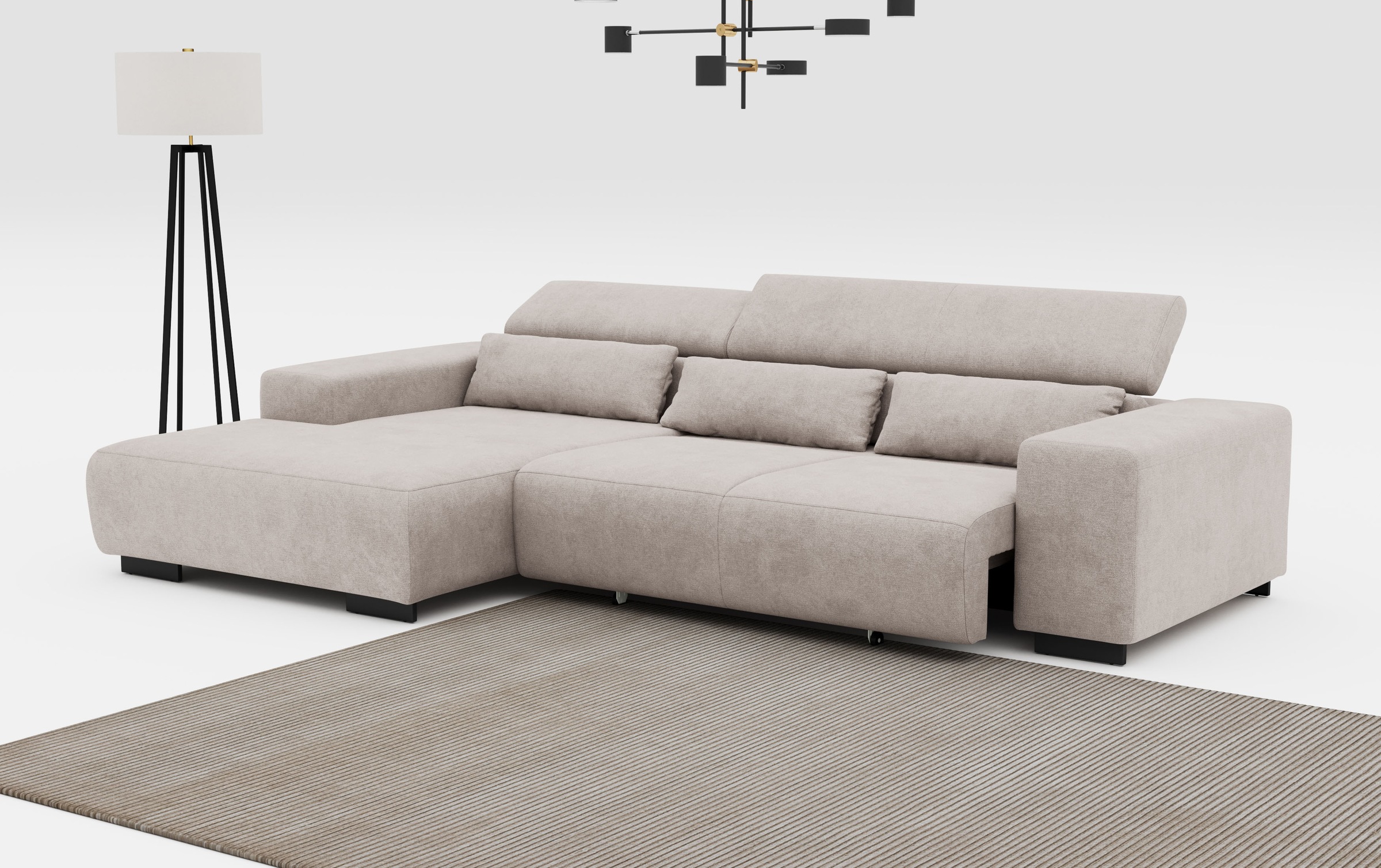 COTTA Ecksofa »Side L-Form, mit Kopfteilverstellung & 3 Nierenkissen«, optional motorische Sitztiefenverstellung