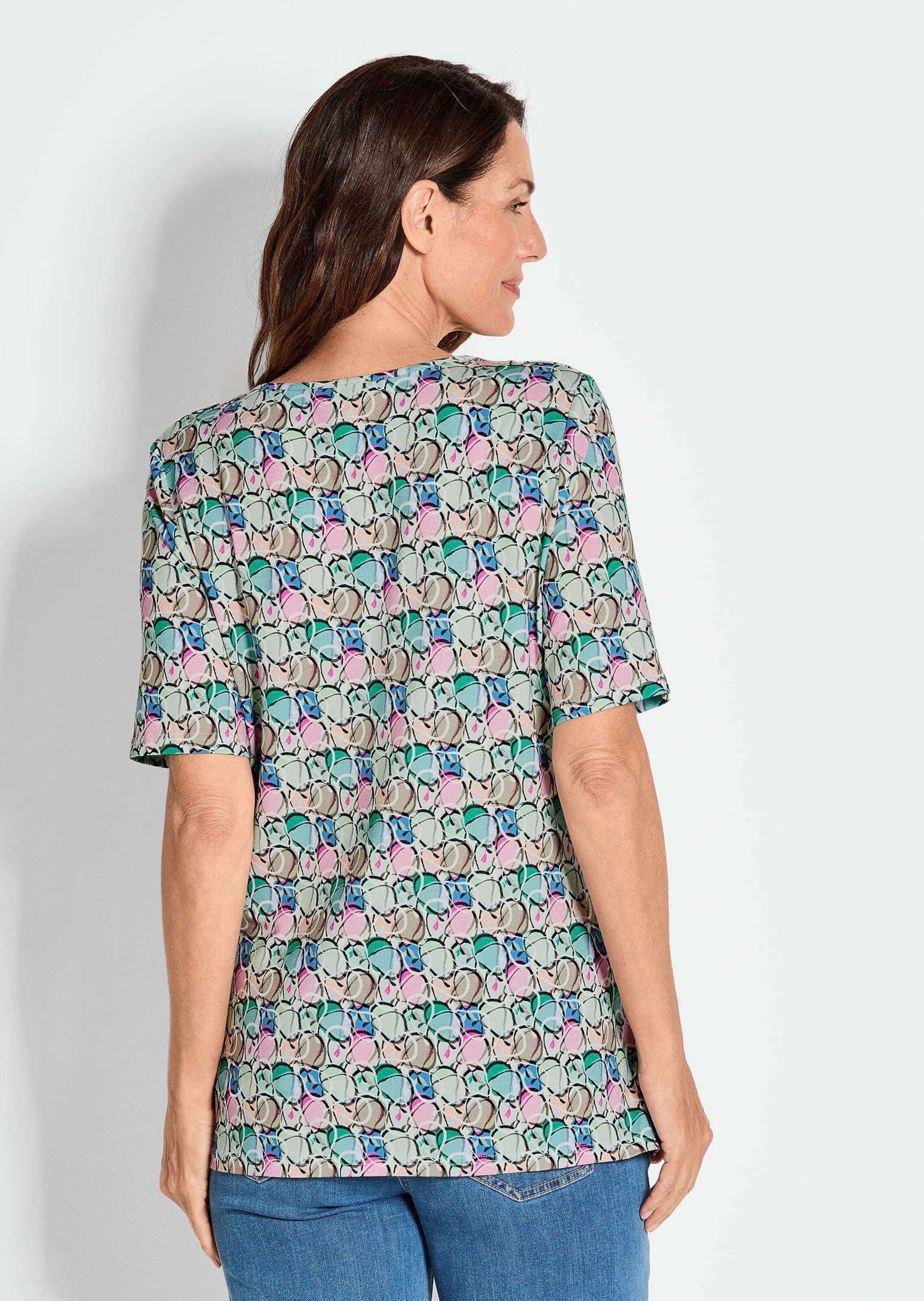 GOLDNER Print-Shirt »Kurzgröße Multicolor-Shirt mit Halbarm, Rundhalsausschnitt«