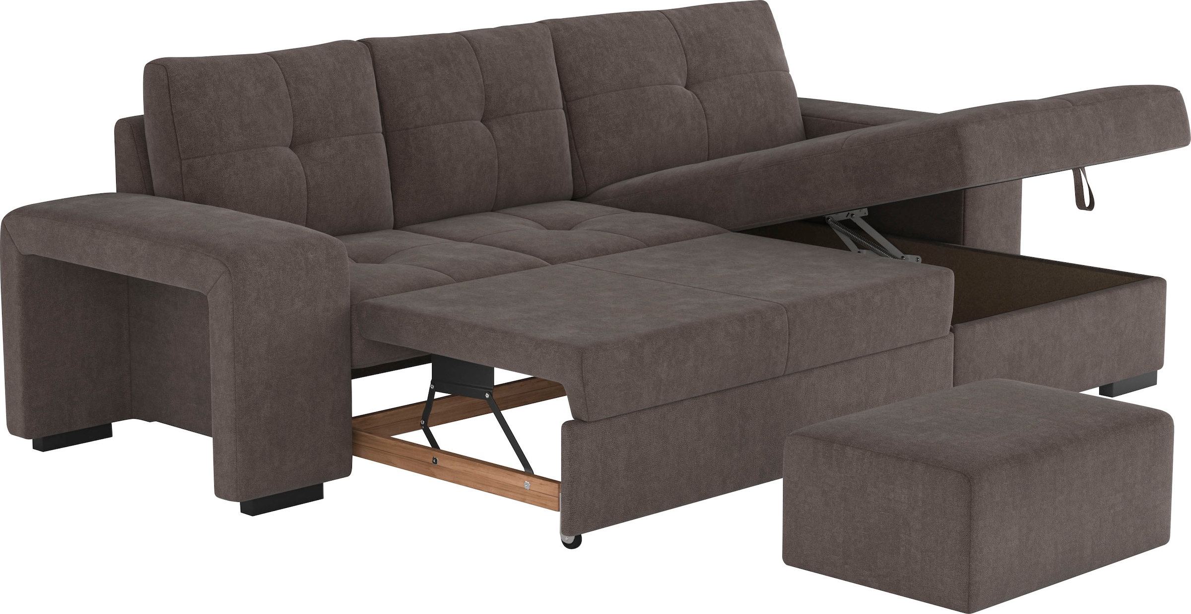 COTTA Ecksofa »Mattina L-Form«, mit Hocker, wahlweise mit Bettfunktion & Bettkasten