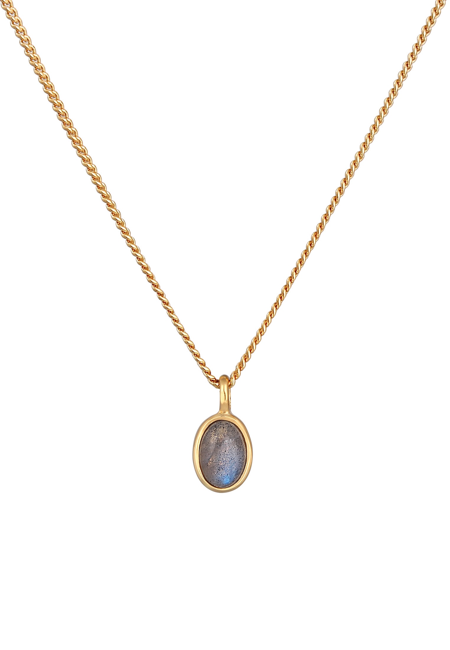 Elli Premium Silberkette »Halskette Labradorit Solitär Klassik Elegant 375er Gelbgold«