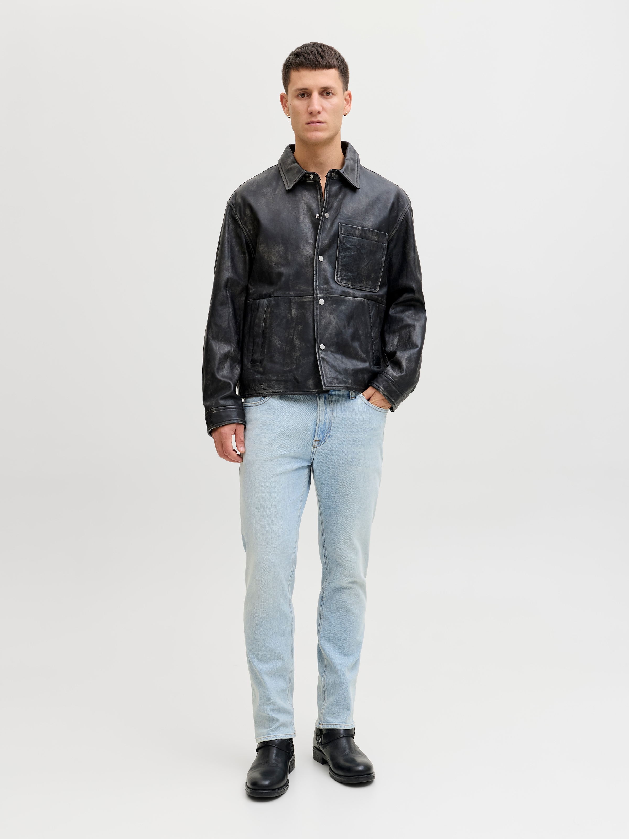 Jack & Jones Regular-fit-Jeans »JJICLARK im Used-Look, Stretchkomfort und niedrige Leibhöhe« Baumwollmischung, regular fit
