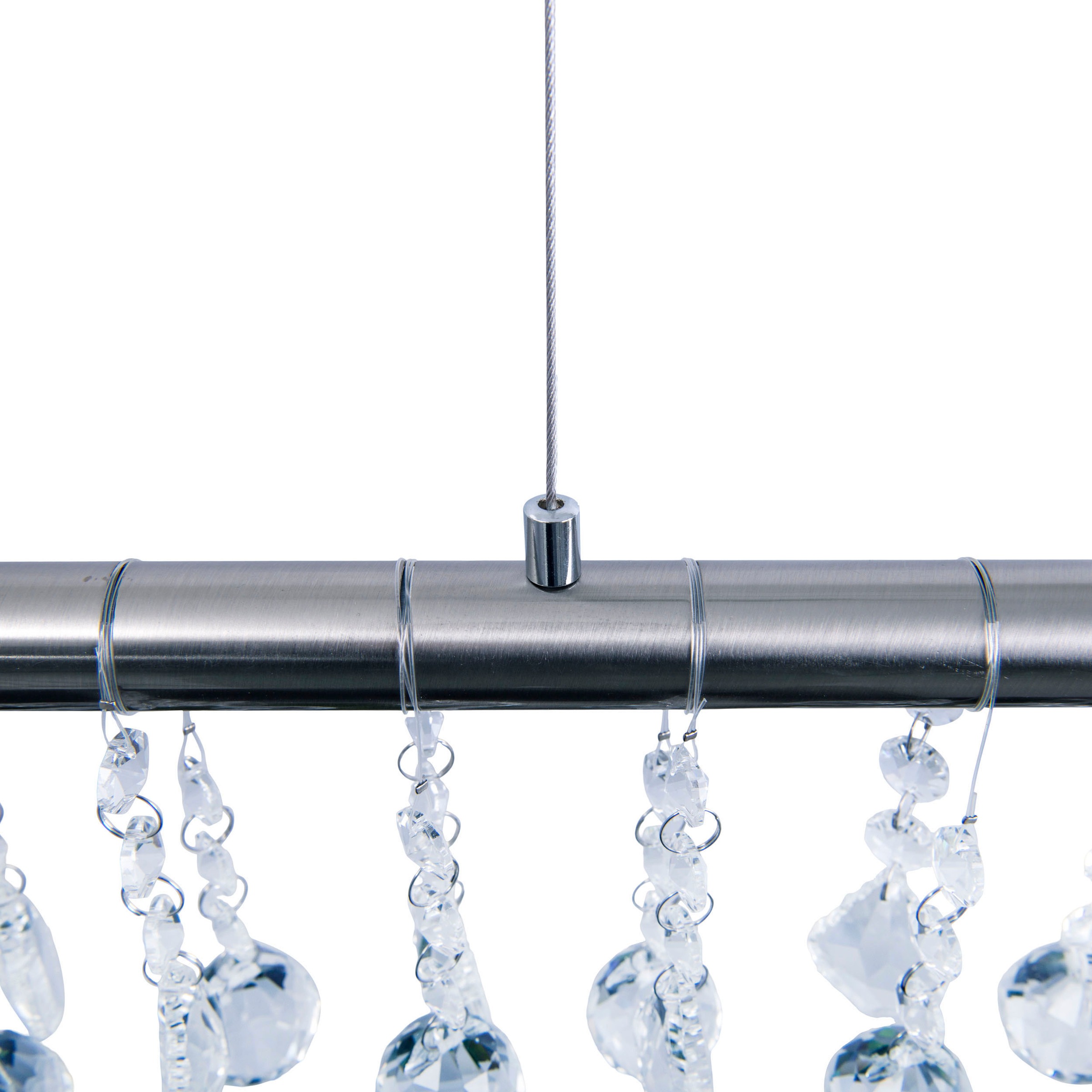 näve LED Pendelleuchte »Nobilis«, 1 flammig, Leuchtmittel LED-Modul | LED fest integriert, Hängeleuchte, dimmbar, warmweiß, L: 100cm, satin-nickel